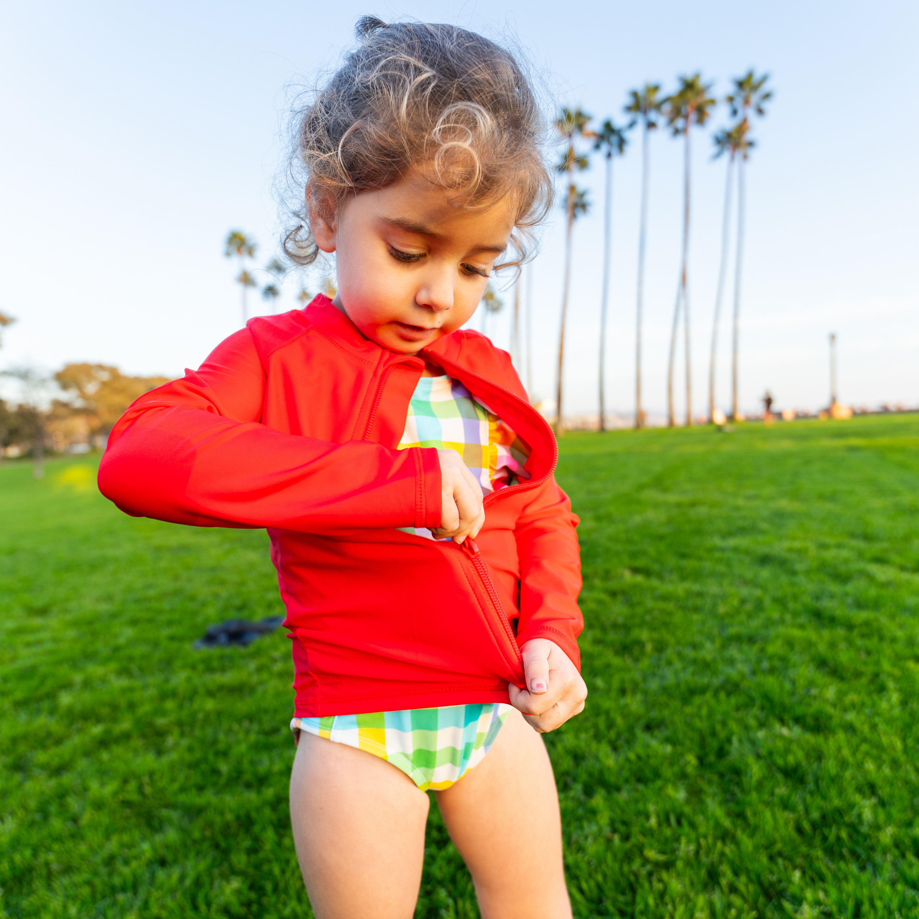 Girls Ruffle One-Piece Swimsuit | "Picnic Party"-SwimZip UPF 50+ Sun Protective Swimwear & UV Zipper Rash Guards-pos10