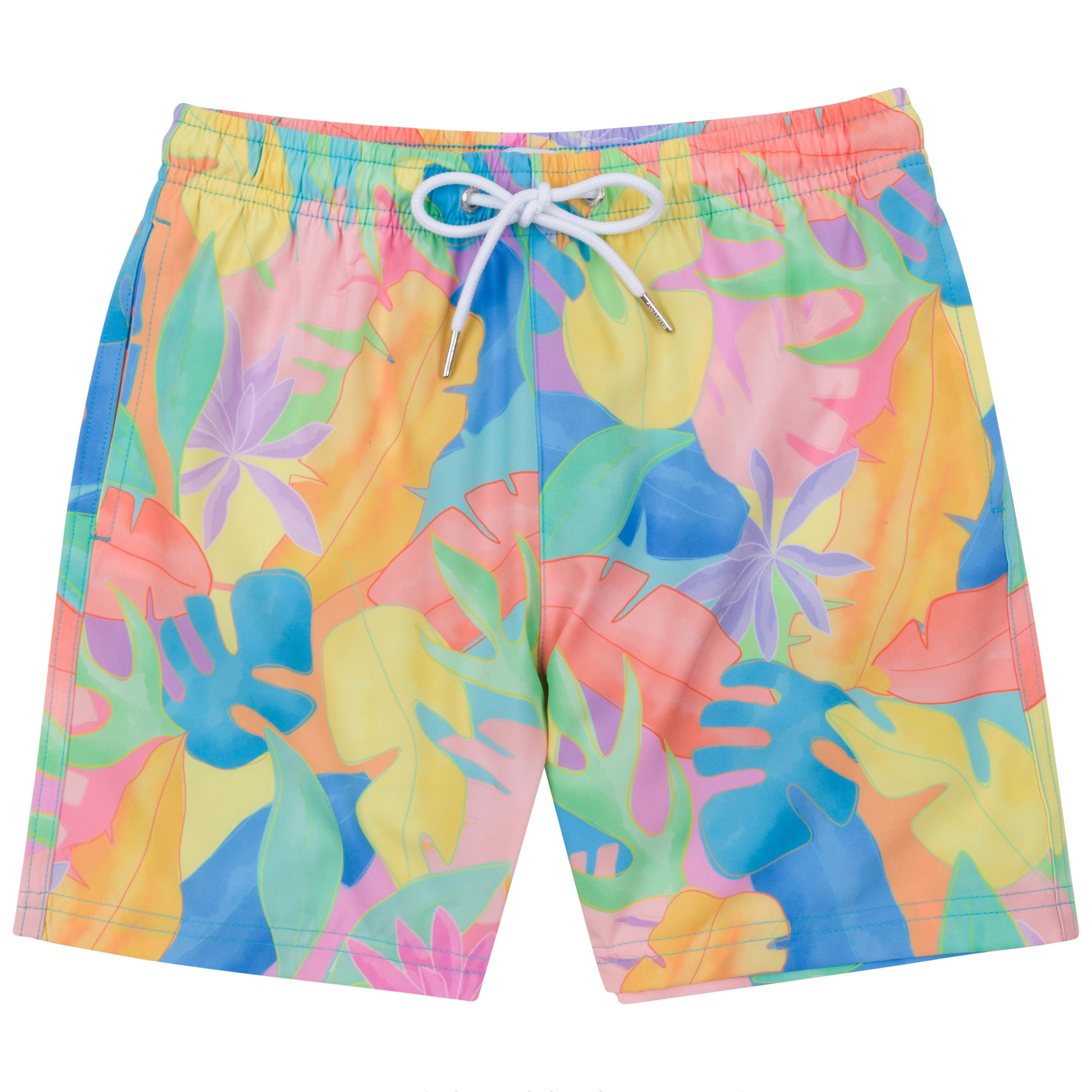 Boys Swim Trunks Boxer Brief Liner (sizes 6-14) | “Vibrant Vacay"-6-8-Vibrant Vacay-SwimZip UPF 50+ Sun Protective Swimwear & UV Zipper Rash Guards-pos1