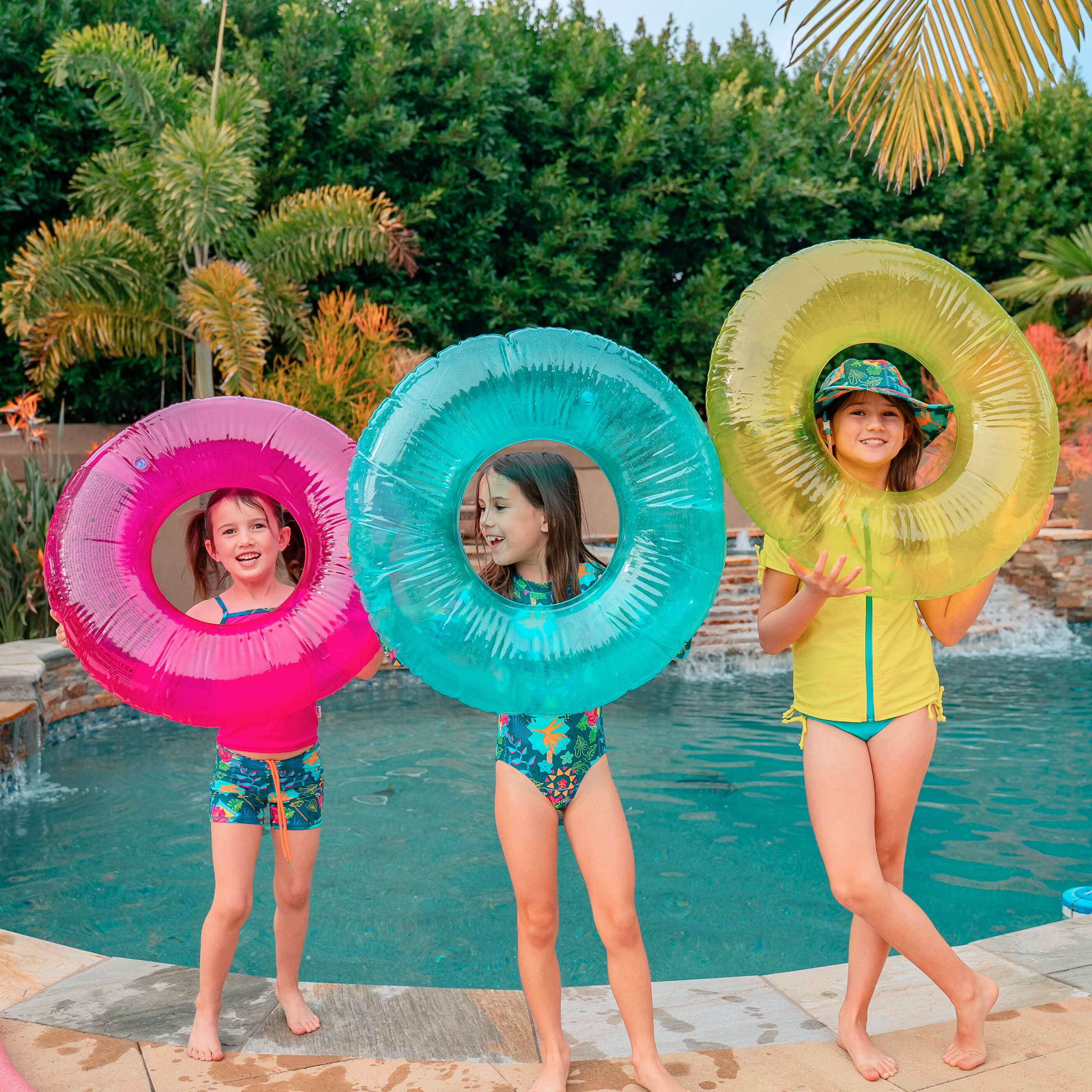 Girls Long Sleeve Rash Guard + Tankini Shorts Set (3 Piece) | "Summer Max"-SwimZip UPF 50+ Sun Protective Swimwear & UV Zipper Rash Guards-pos7