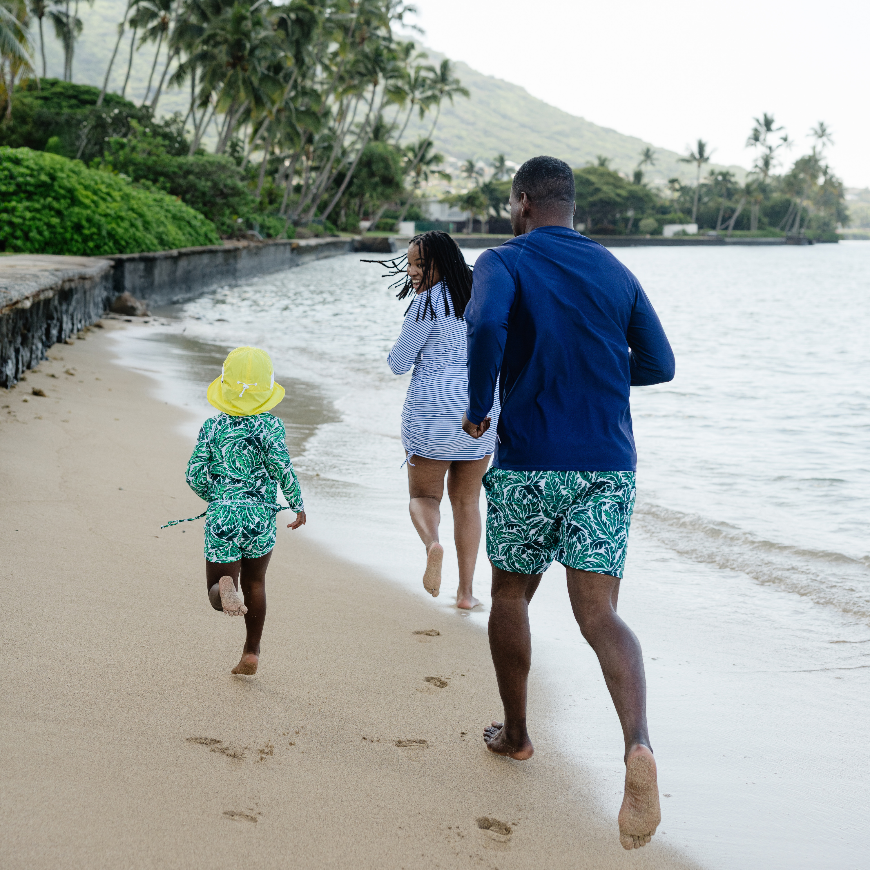 Girls Long Sleeve Rash Guard + Tankini Shorts Set (3 Piece) | "Palm Leaf"-SwimZip UPF 50+ Sun Protective Swimwear & UV Zipper Rash Guards-pos10