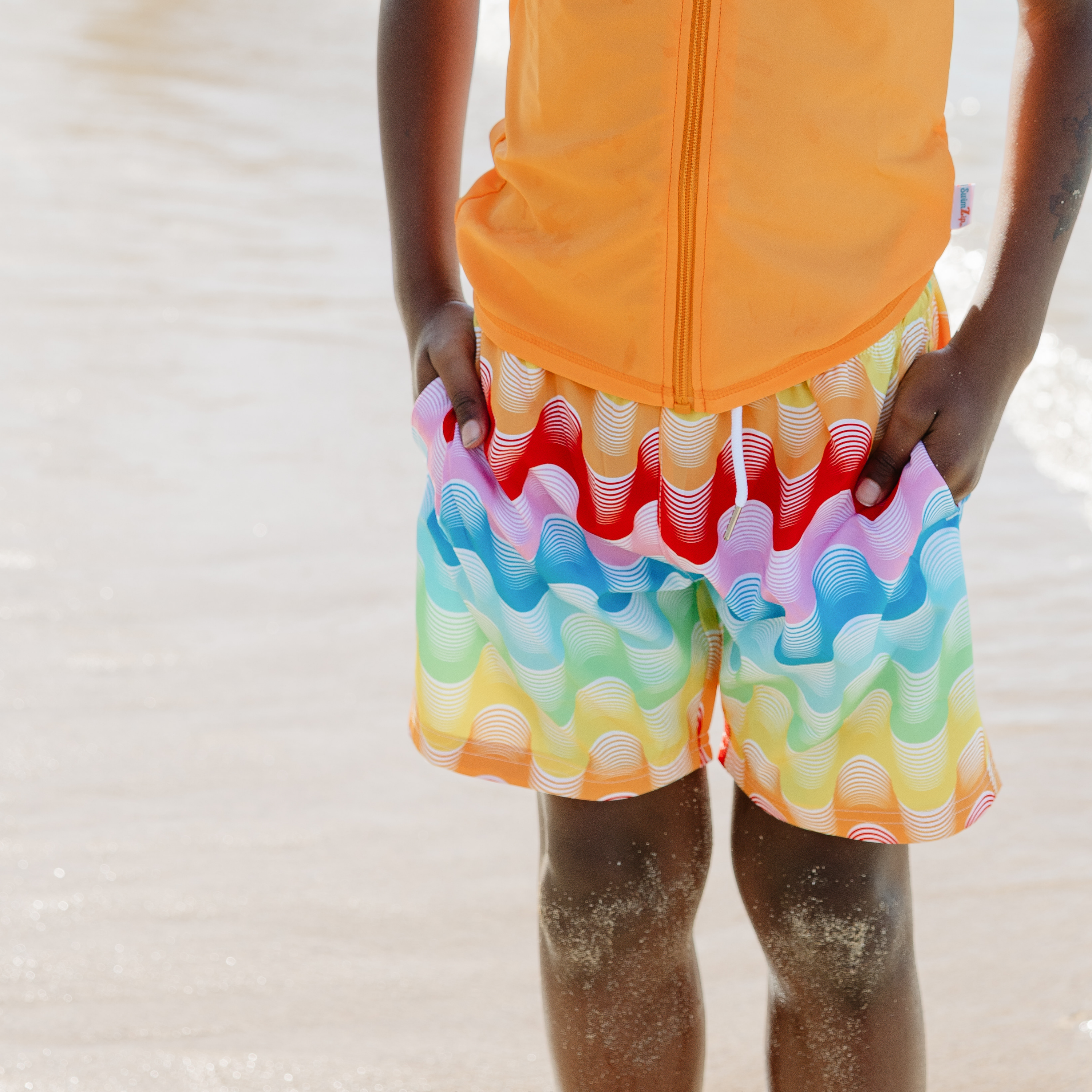 Boys Swim Trunks Boxer Brief Liner (sizes 6-14) | “Surf's Up"-SwimZip UPF 50+ Sun Protective Swimwear & UV Zipper Rash Guards-pos7