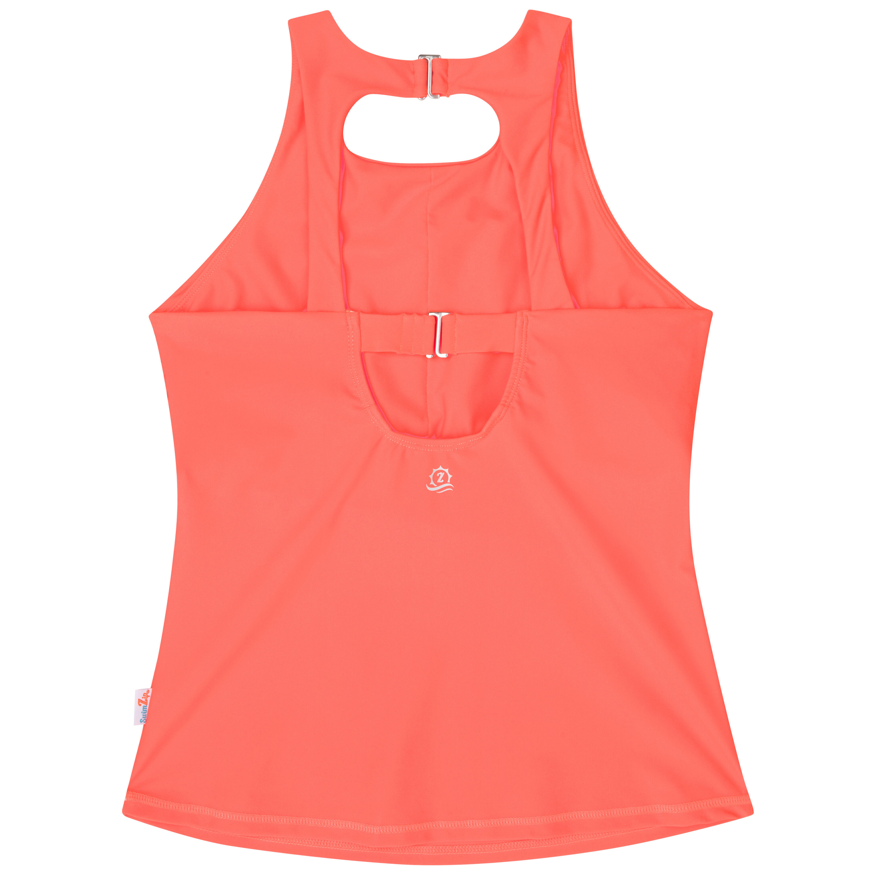 Women’s High Neck Fitted Tankini Top | “Neon Orange"-SwimZip UPF 50+ Sun Protective Swimwear & UV Zipper Rash Guards-pos10