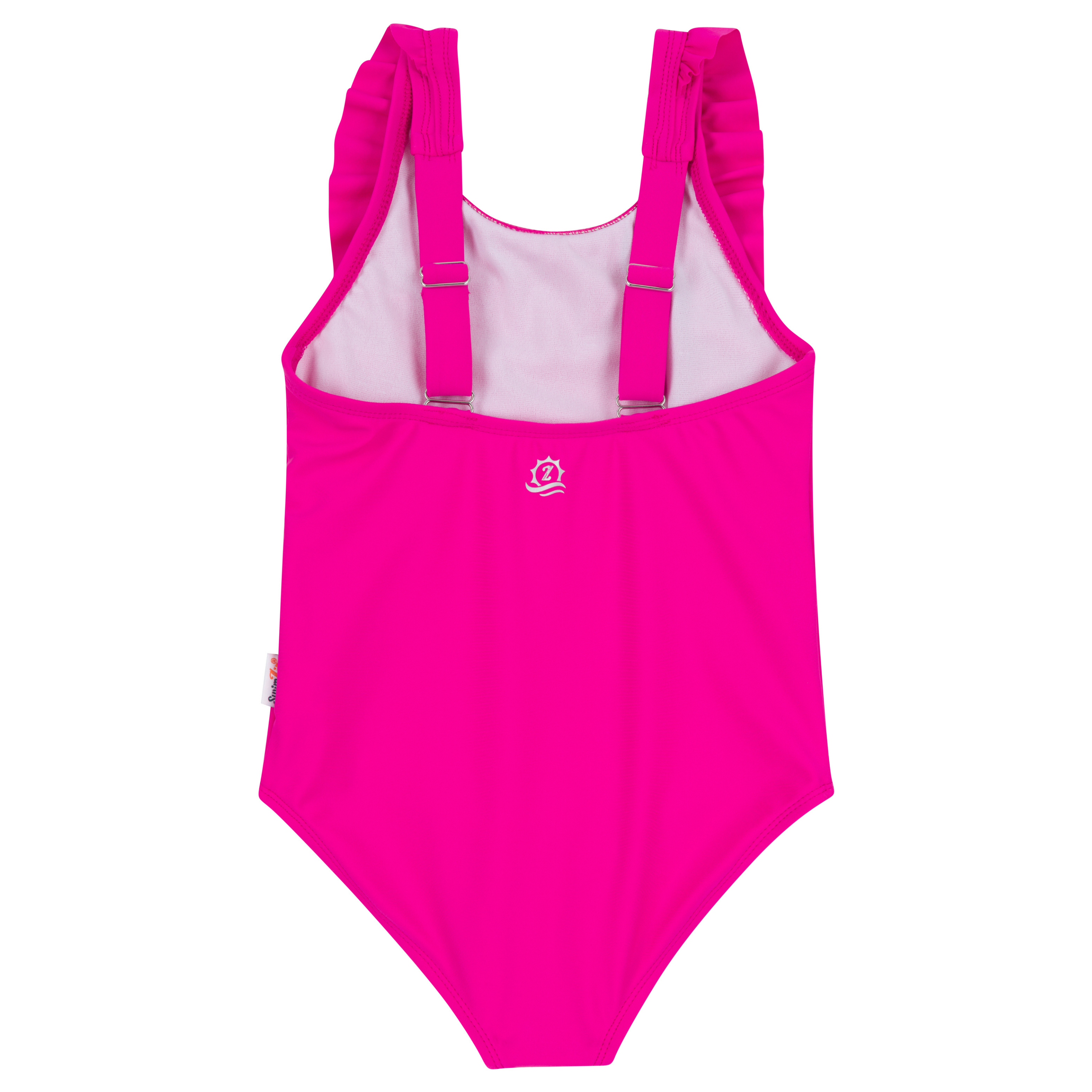 Girls Ruffle One-Piece Swimsuit | "Manic Magenta"-SwimZip UPF 50+ Sun Protective Swimwear & UV Zipper Rash Guards-pos10