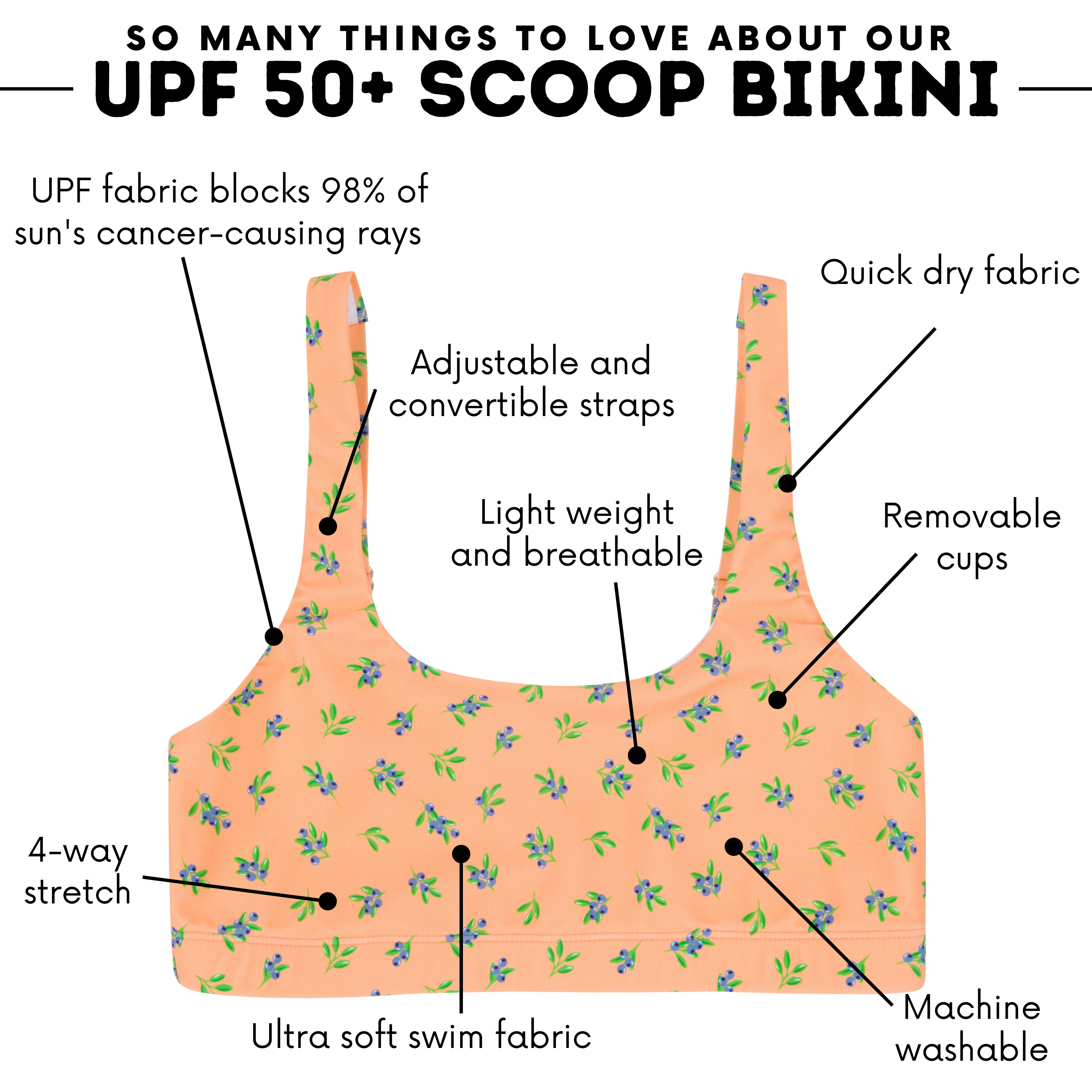 Women's Scoop Neck Bikini Top | "Berry Bliss"-SwimZip UPF 50+ Sun Protective Swimwear & UV Zipper Rash Guards-pos4