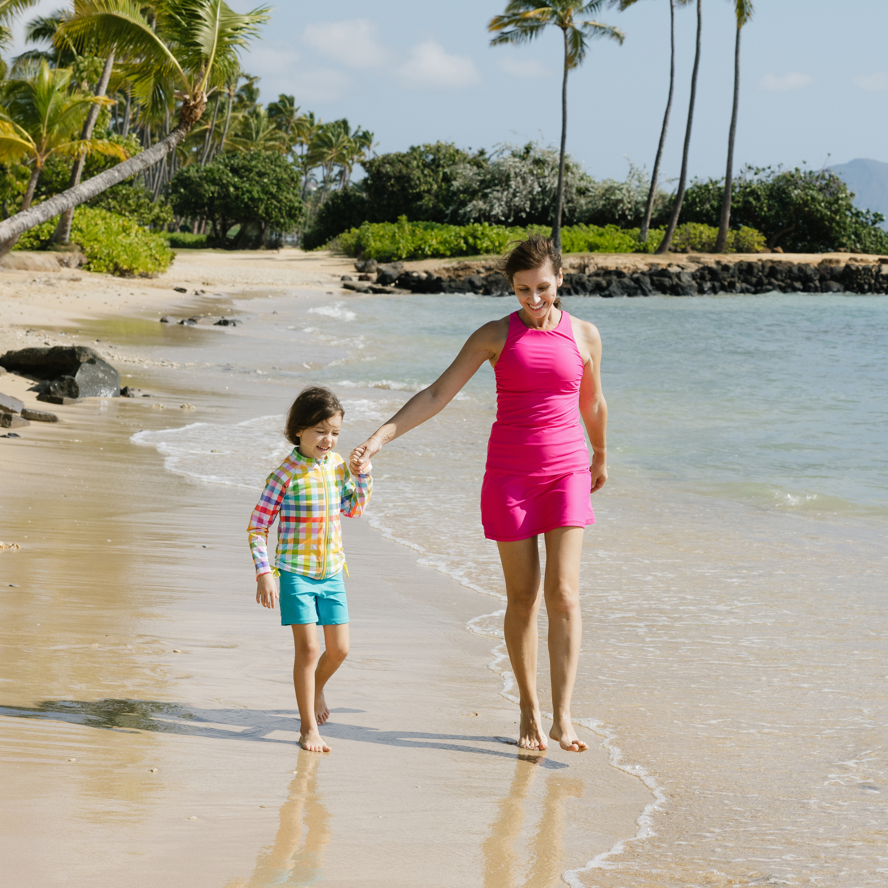 Women’s High Neck Fitted Tankini Top | “Manic Magenta"-SwimZip UPF 50+ Sun Protective Swimwear & UV Zipper Rash Guards-pos7