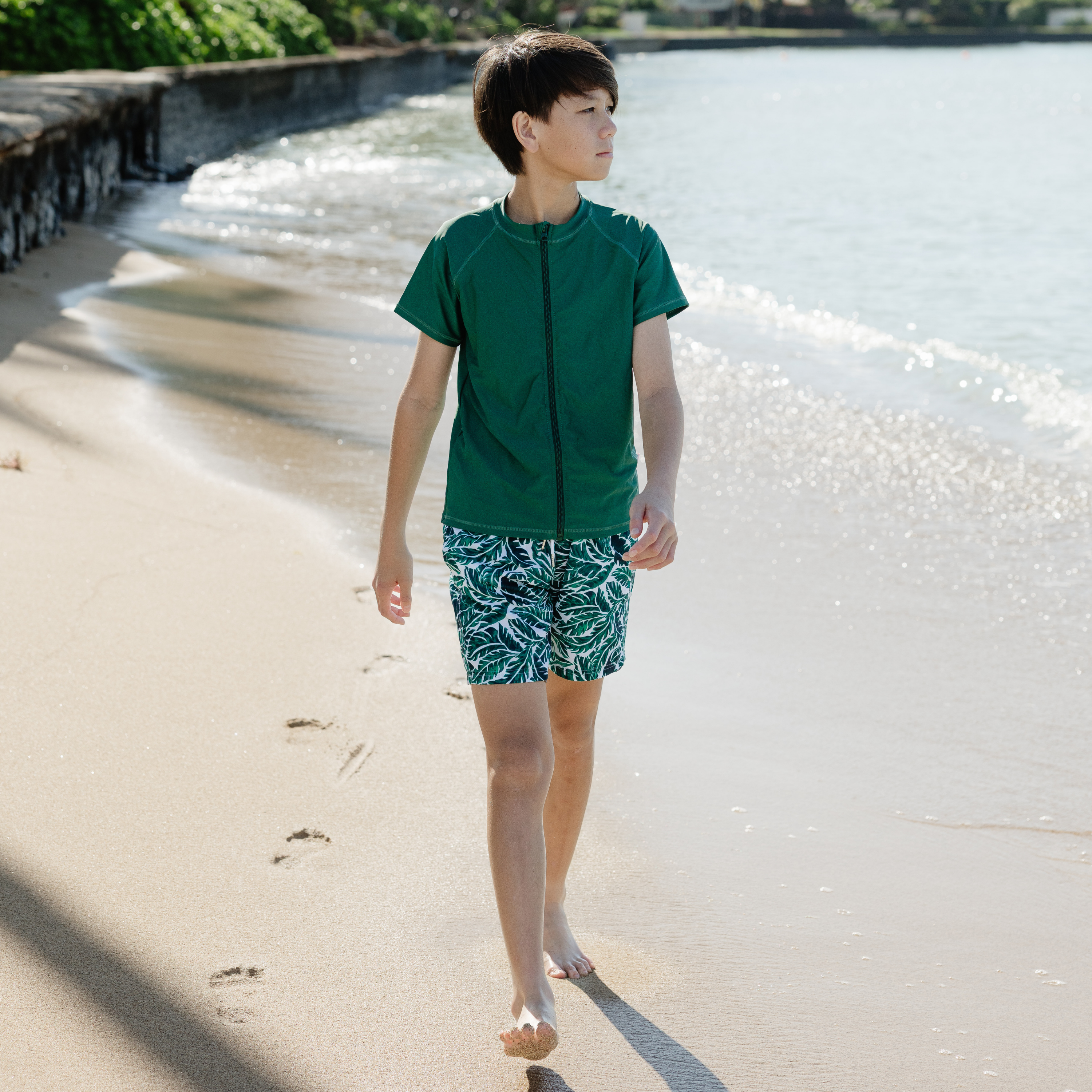 Boys Swim Trunks Boxer Brief Liner (sizes 6-14) | "Palm Leaf"-SwimZip UPF 50+ Sun Protective Swimwear & UV Zipper Rash Guards-pos8