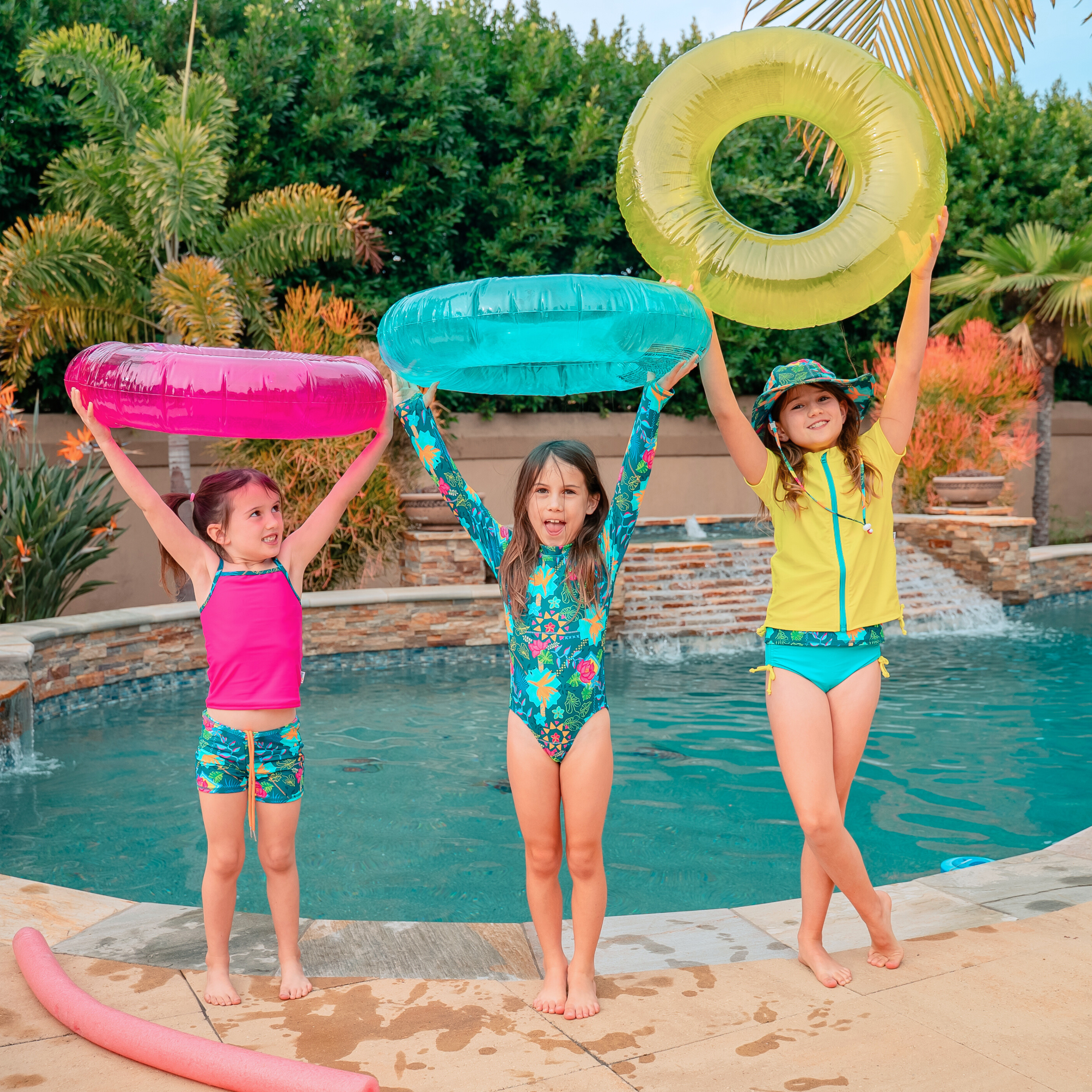 Girls Short Sleeve Rash Guard + Tankini Bikini Set (3 Piece) | "Summer Max"-SwimZip UPF 50+ Sun Protective Swimwear & UV Zipper Rash Guards-pos8