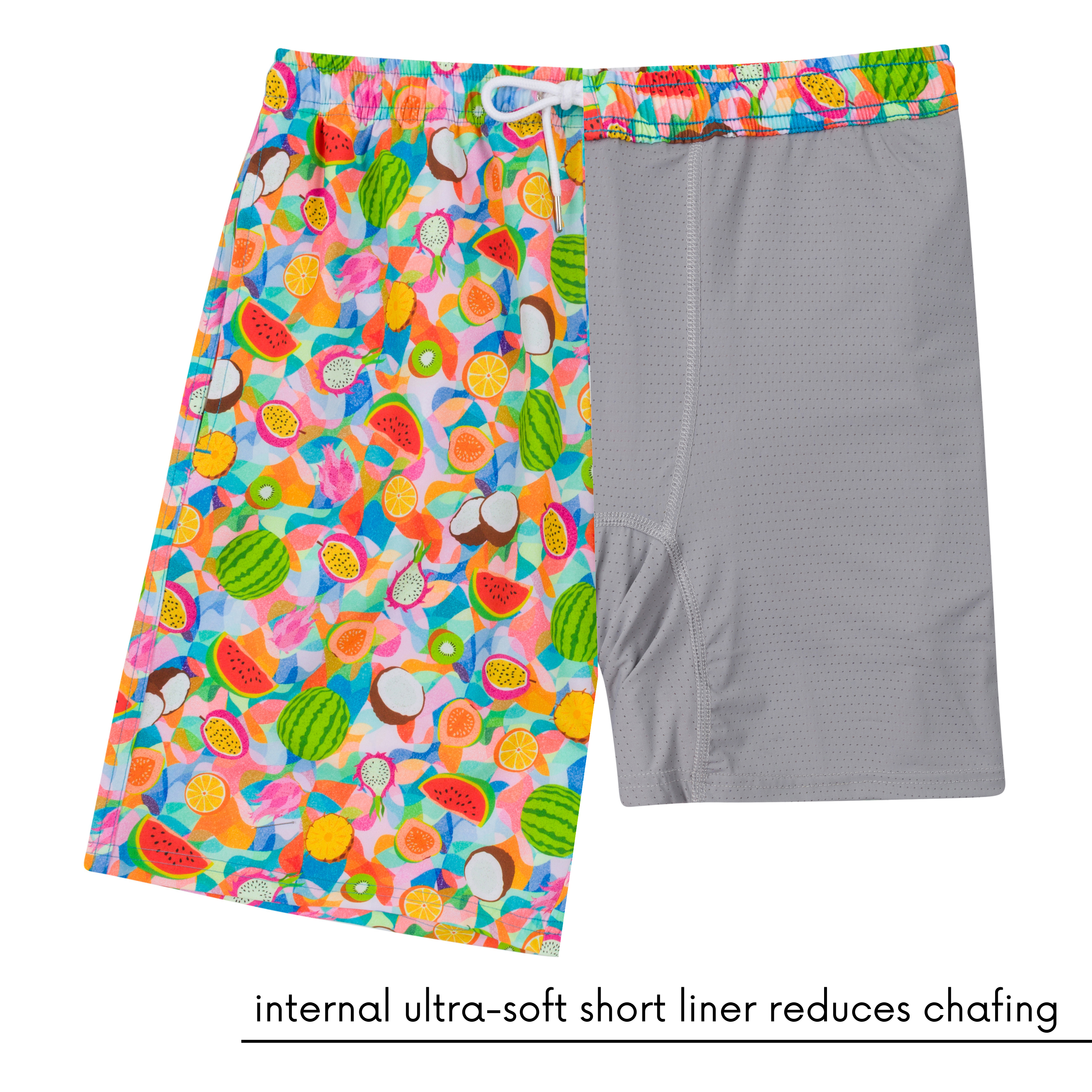 Men's 8" Swim Trunks Boxer Brief Liner | "Fruit Salad"-SwimZip UPF 50+ Sun Protective Swimwear & UV Zipper Rash Guards-pos8