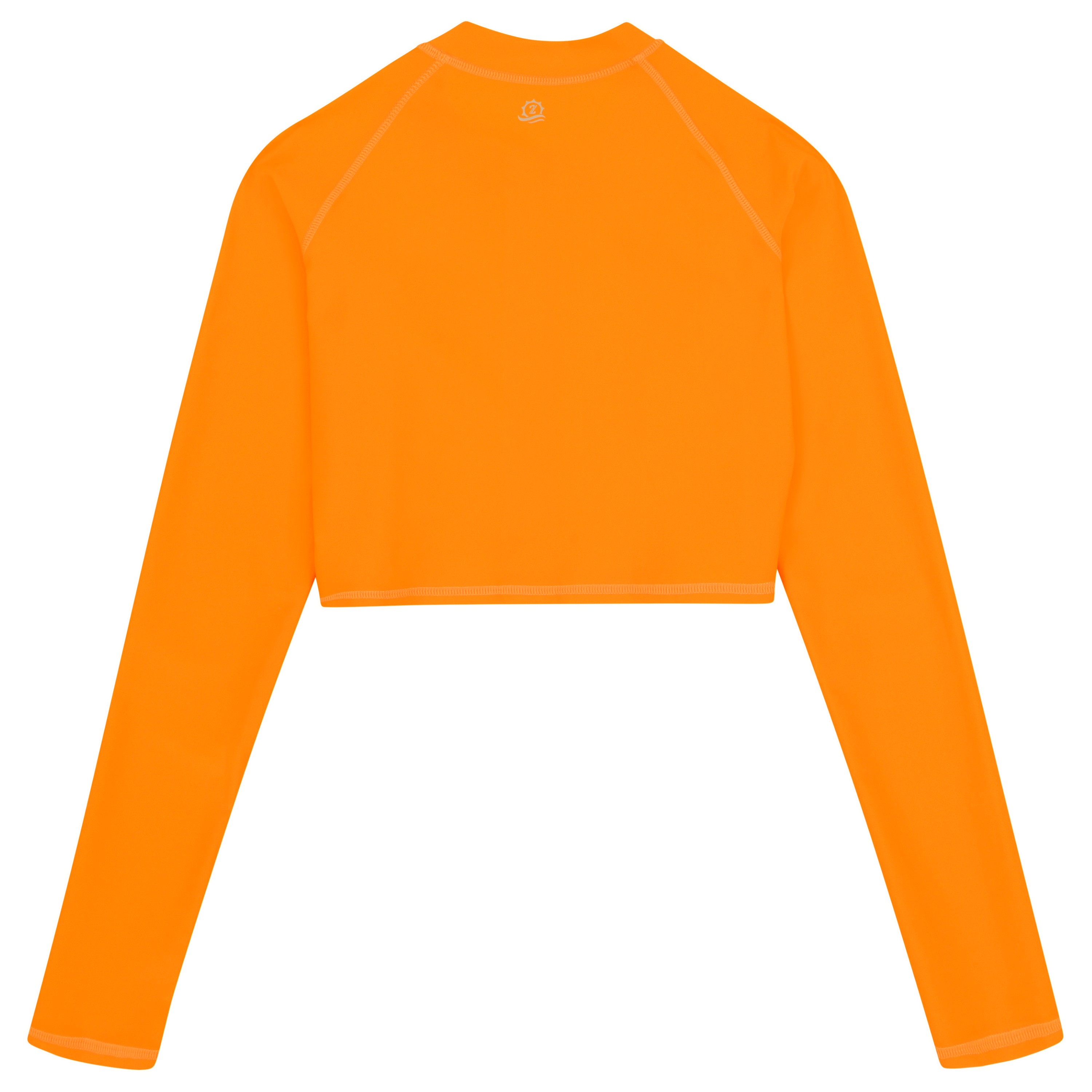 Women's Long Sleeve Crop Rash Guard | “Orange"-SwimZip UPF 50+ Sun Protective Swimwear & UV Zipper Rash Guards-pos6