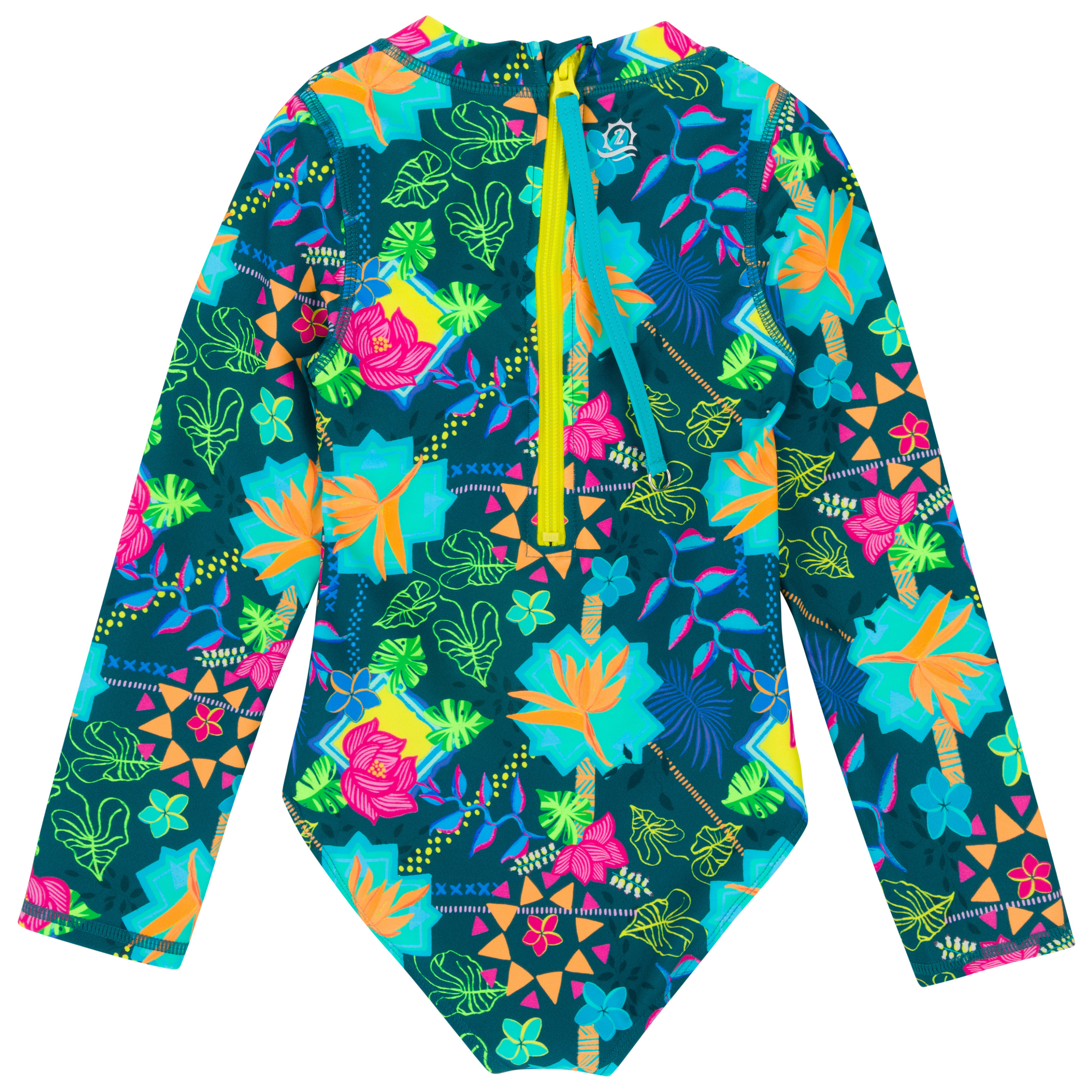 Girls Long Sleeve Surf Suit (One Piece Bodysuit) | "Summer Max"-SwimZip UPF 50+ Sun Protective Swimwear & UV Zipper Rash Guards-pos9
