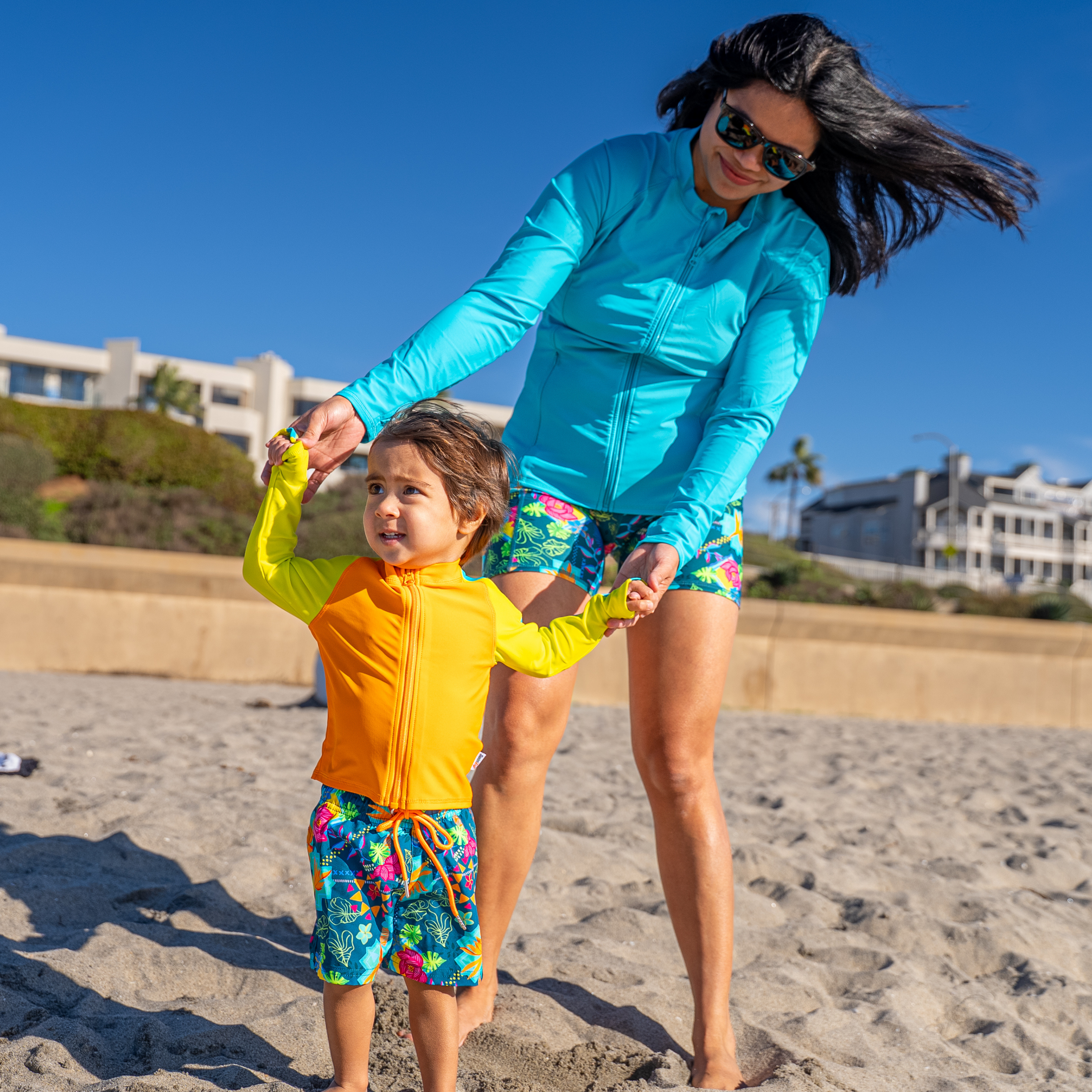 Boys Long Sleeve Zipper Rash Guard and Swim Trunk Set | "Summer Max"-SwimZip UPF 50+ Sun Protective Swimwear & UV Zipper Rash Guards-pos8