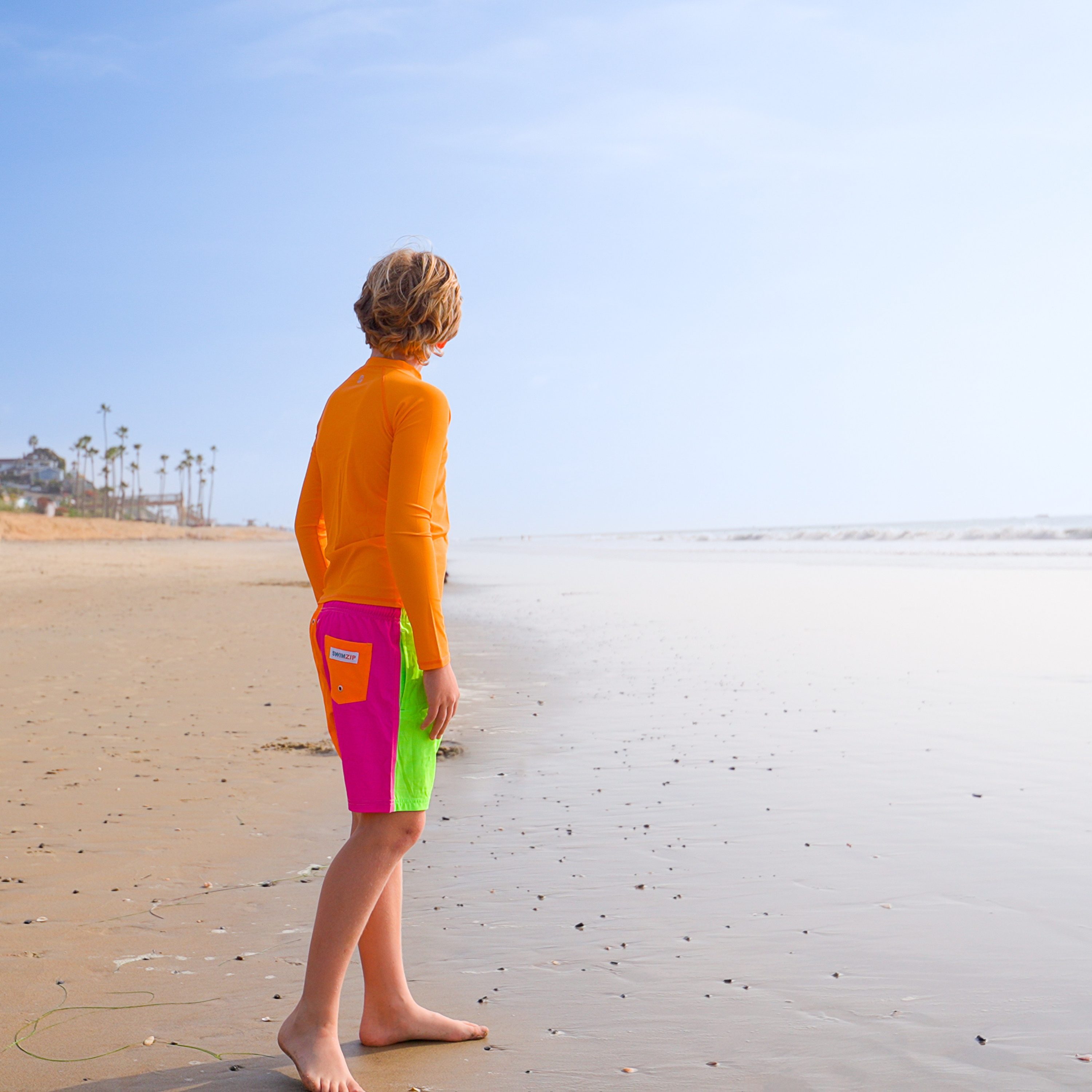 Boys Swim Trunks Boxer Brief Liner (sizes 6-14) | “Spark"-SwimZip UPF 50+ Sun Protective Swimwear & UV Zipper Rash Guards-pos12