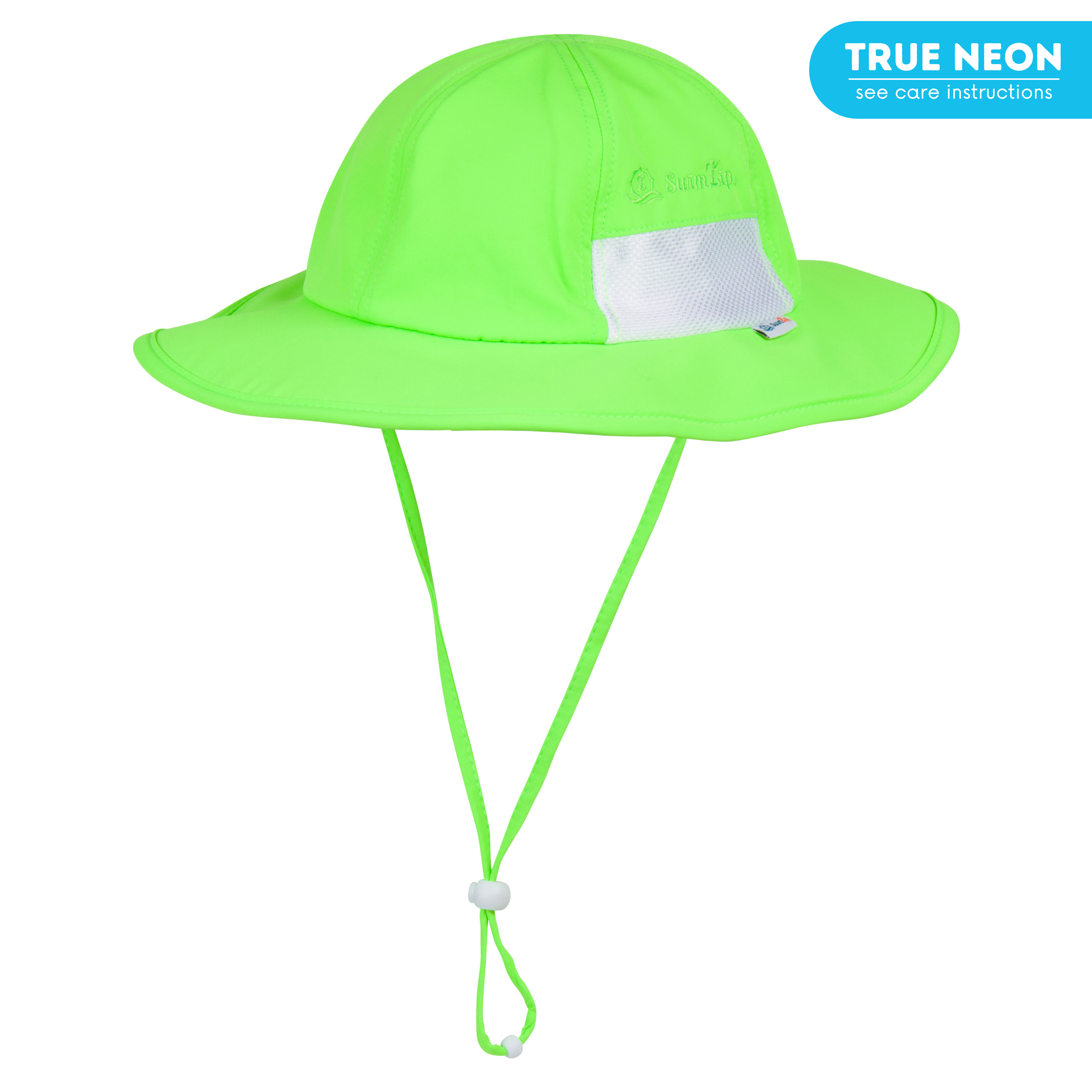 Kids Wide Brim Sun Hat "Fun Sun Day Play Hat" - Neon Lime Green-0-6 Month-Neon Lime Green-SwimZip UPF 50+ Sun Protective Swimwear & UV Zipper Rash Guards-pos1