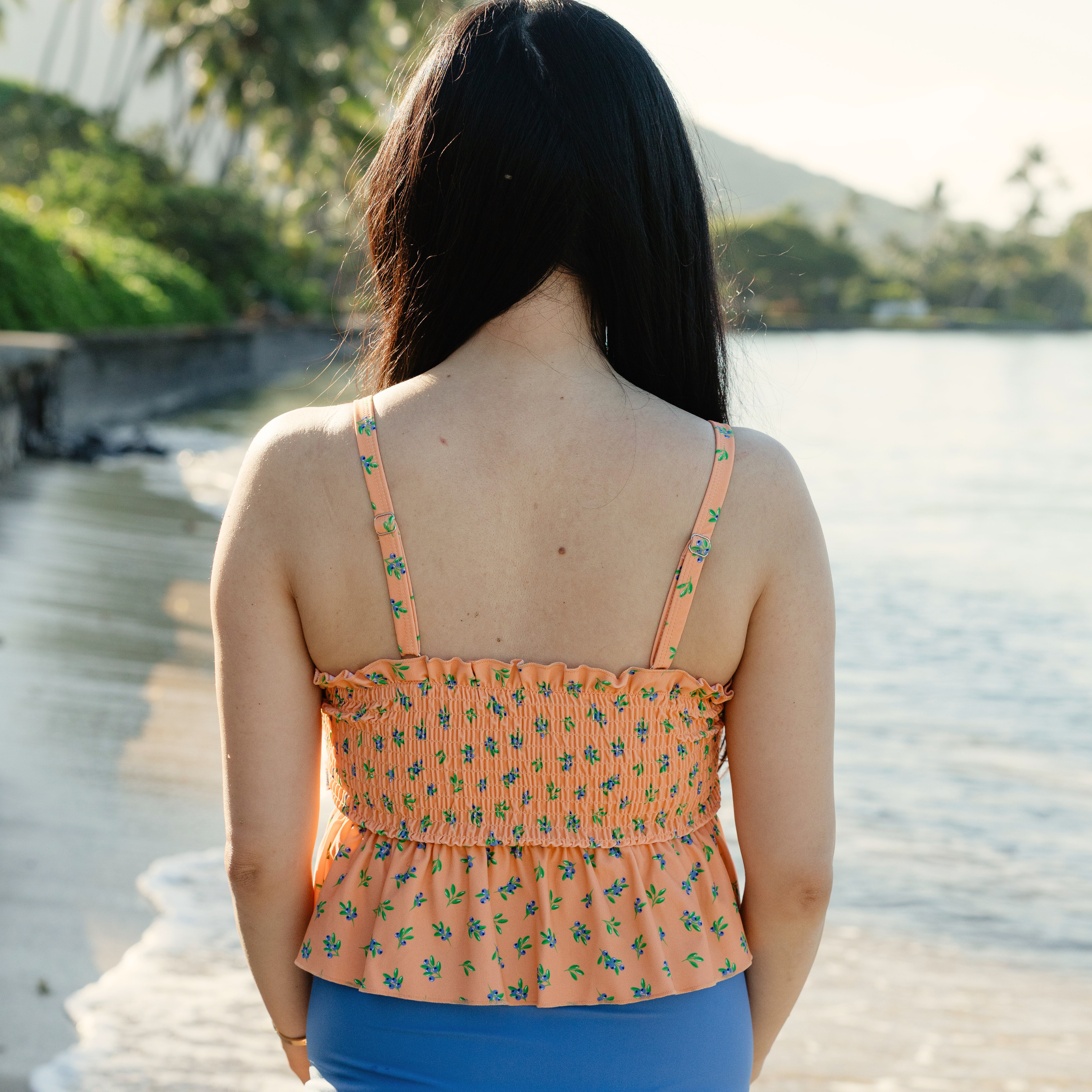 Women’s Smocked Tankini Top | “Berry Bliss"-SwimZip UPF 50+ Sun Protective Swimwear & UV Zipper Rash Guards-pos10