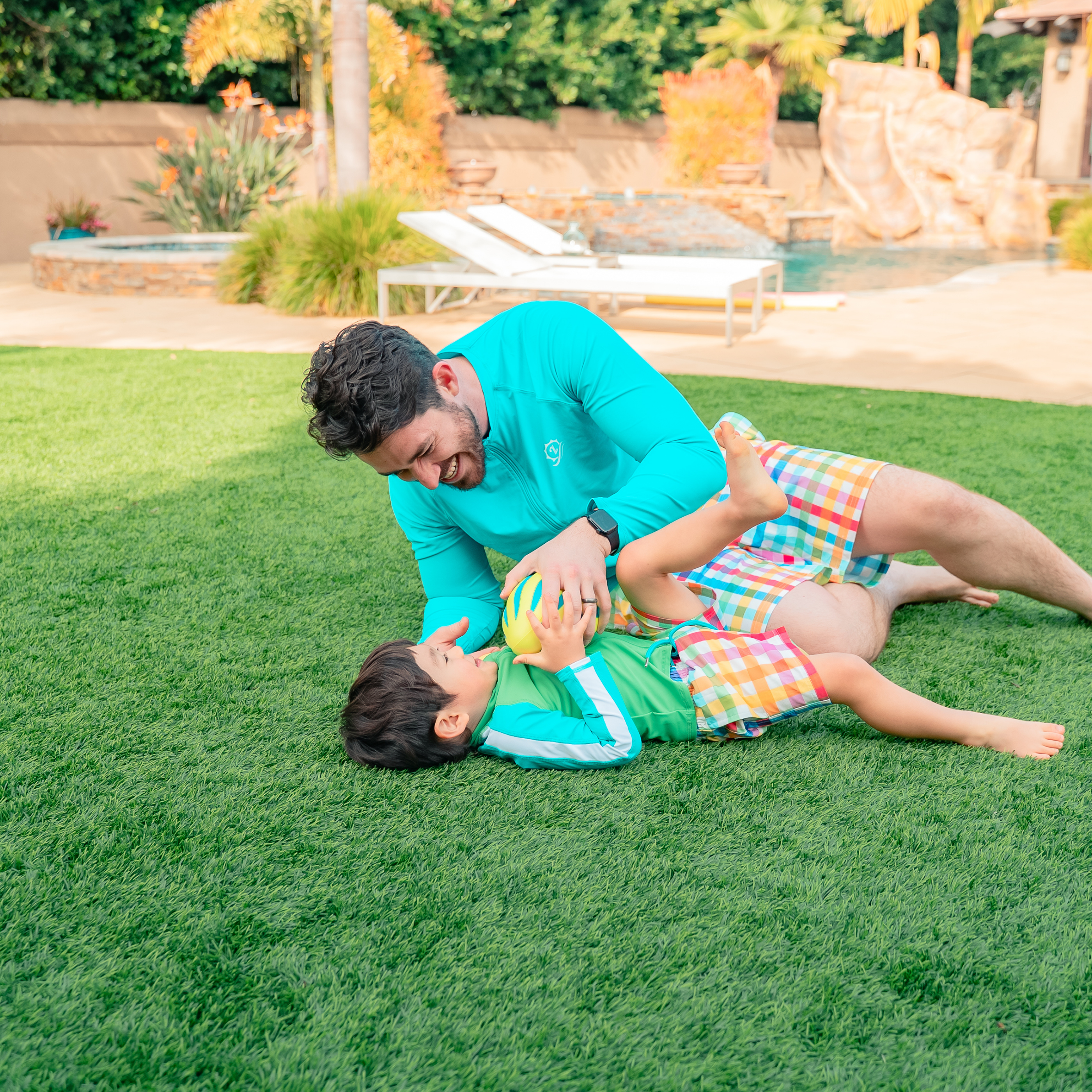 Boys Long Sleeve Zipper Rash Guard and Swim Trunk Set | "Picnic Party"-SwimZip UPF 50+ Sun Protective Swimwear & UV Zipper Rash Guards-pos11