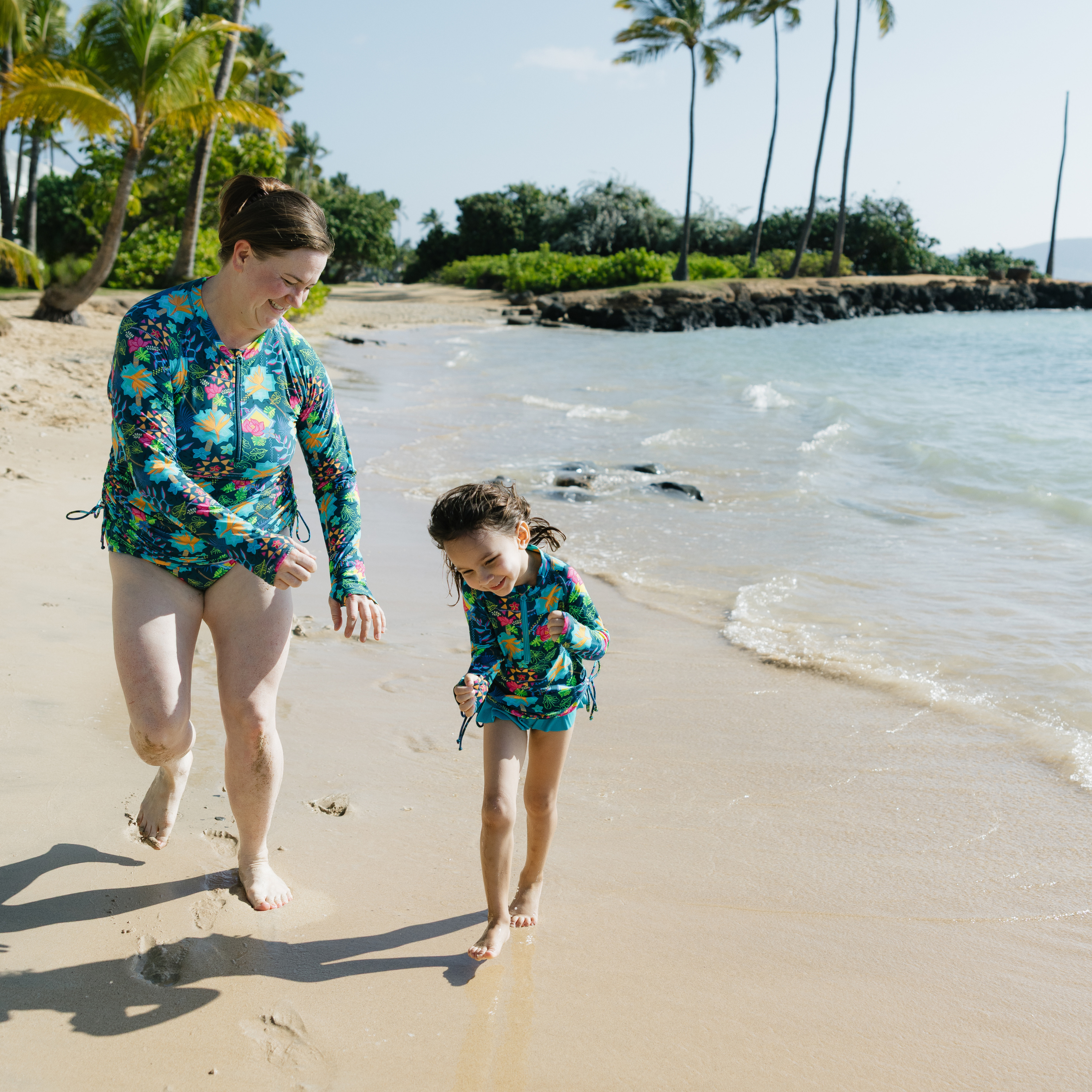 Girls Long Sleeve Swim Dress Cover Up | "Summer Max"-SwimZip UPF 50+ Sun Protective Swimwear & UV Zipper Rash Guards-pos8