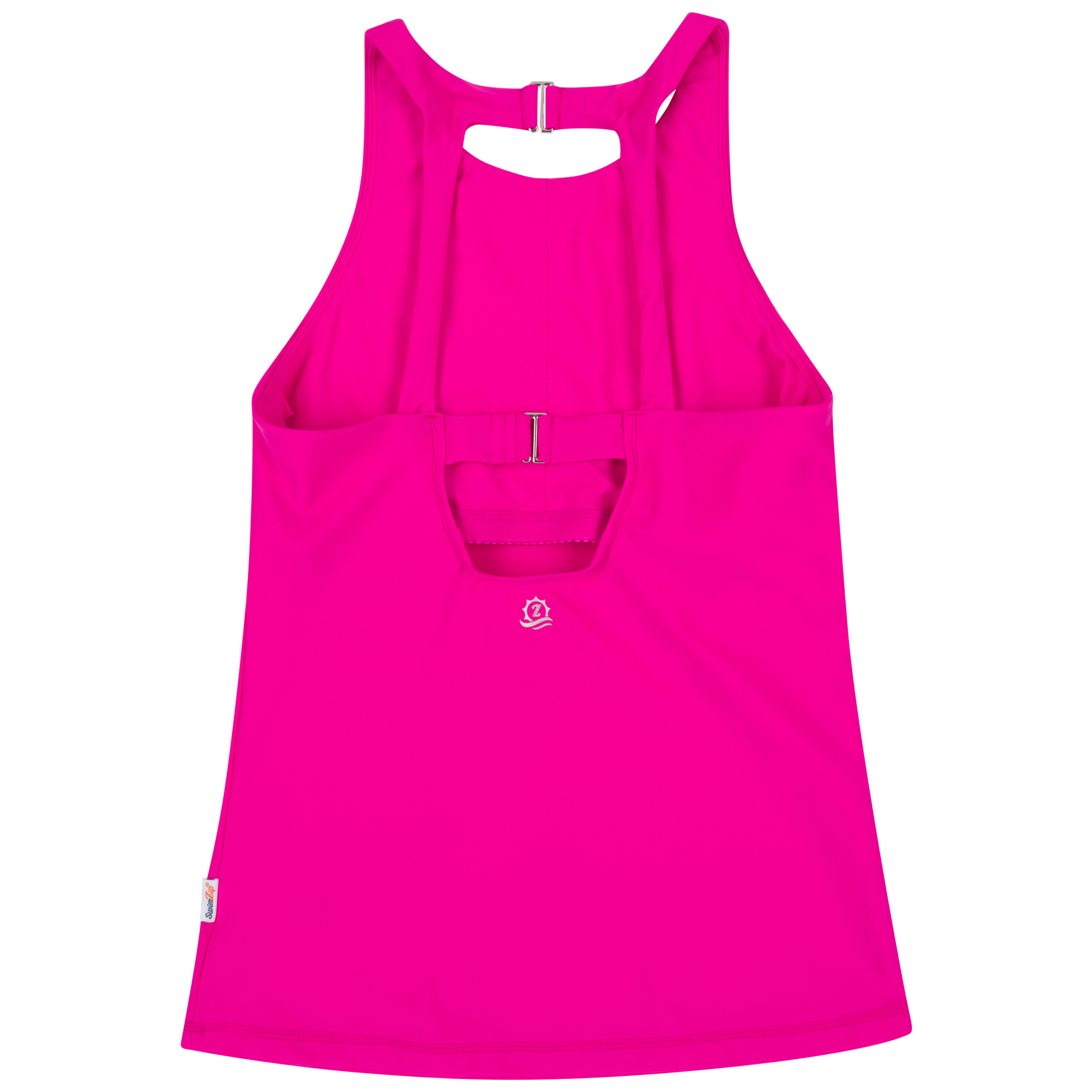 Women’s High Neck Fitted Tankini Top | “Manic Magenta"-SwimZip UPF 50+ Sun Protective Swimwear & UV Zipper Rash Guards-pos8
