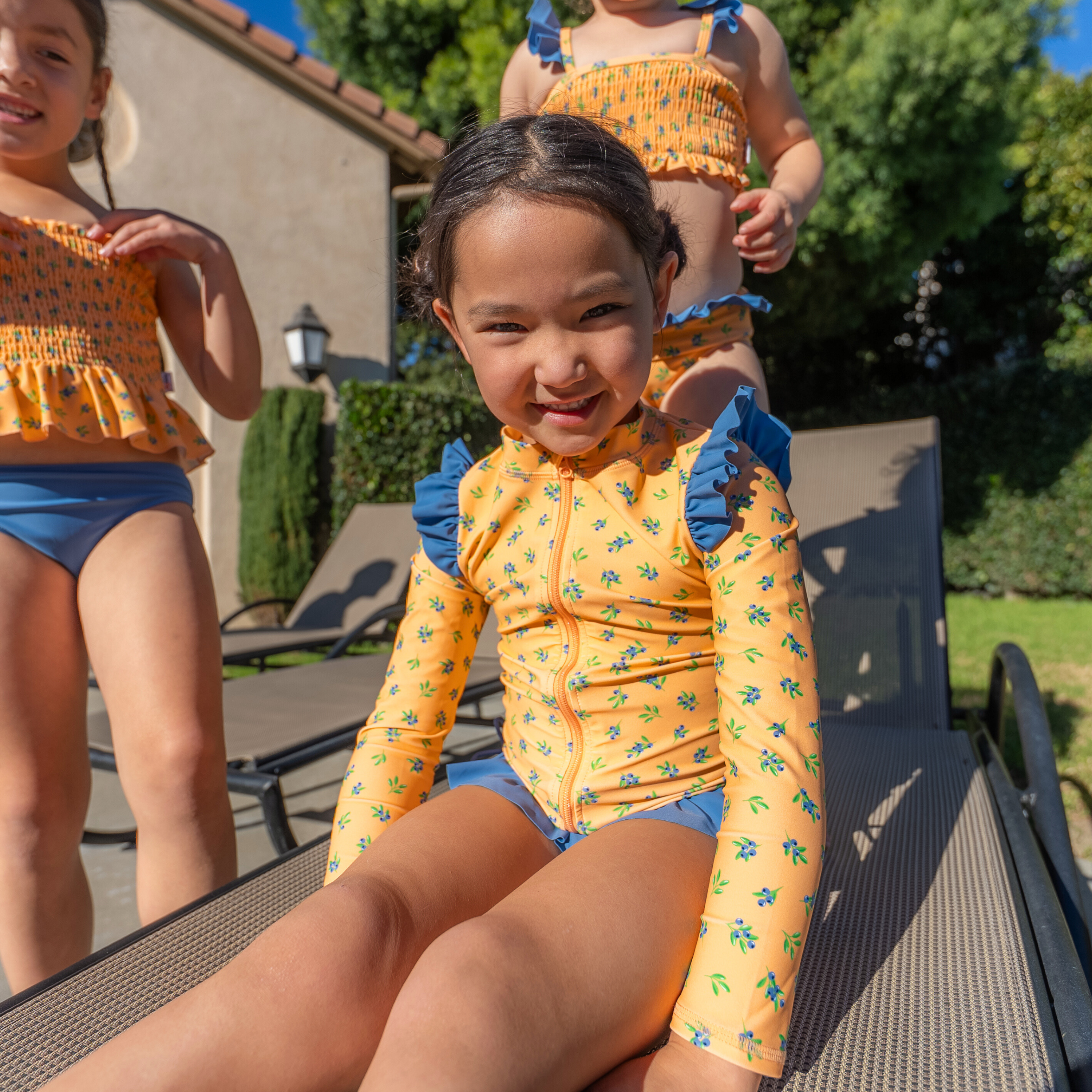 Girls Long Sleeve Rash Guard Ruffle Bottom Swimsuit Set (2 Piece) | "Berry Bliss"-SwimZip UPF 50+ Sun Protective Swimwear & UV Zipper Rash Guards-pos8