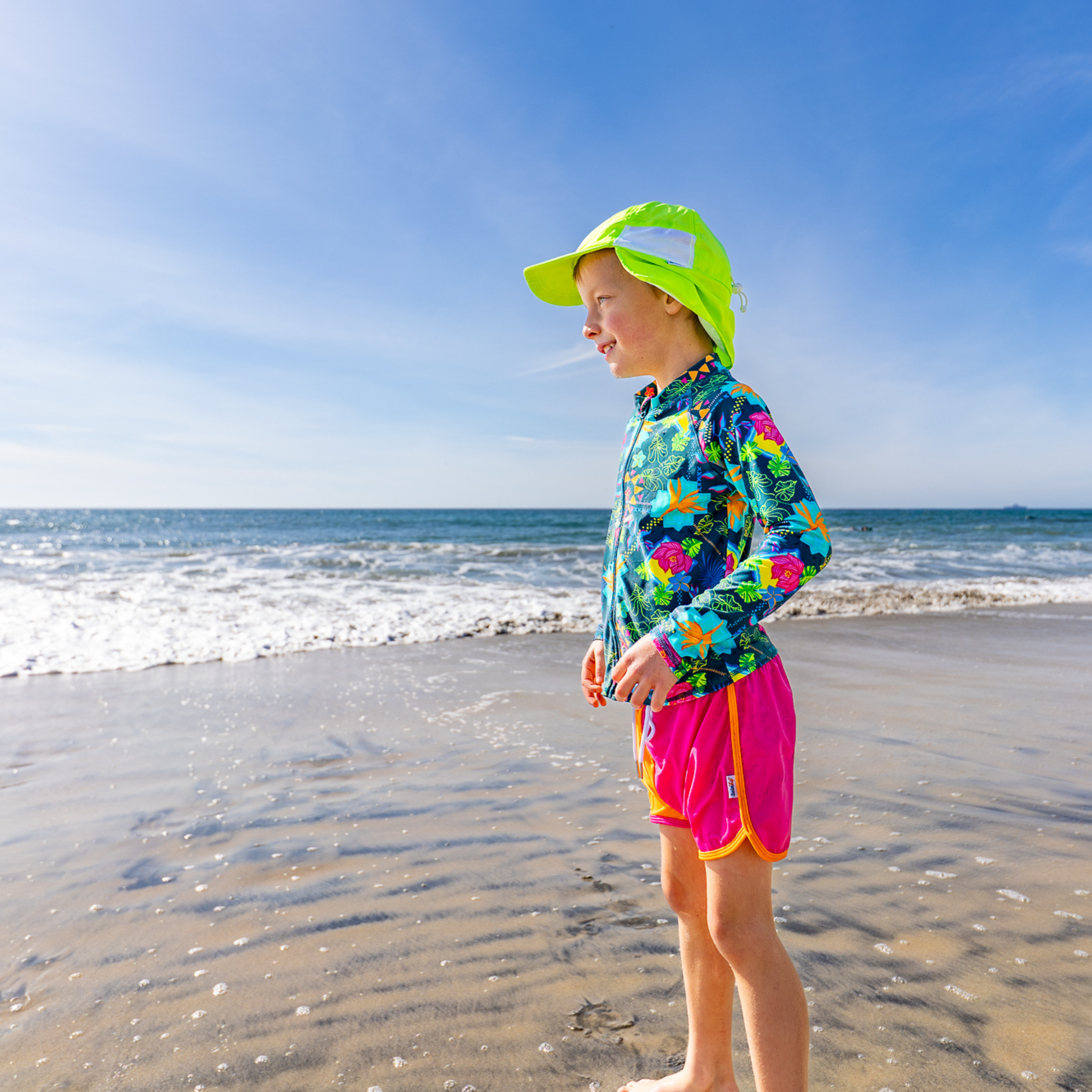 Kids Flap Hat | Sulphur Yellow-SwimZip UPF 50+ Sun Protective Swimwear & UV Zipper Rash Guards-pos9