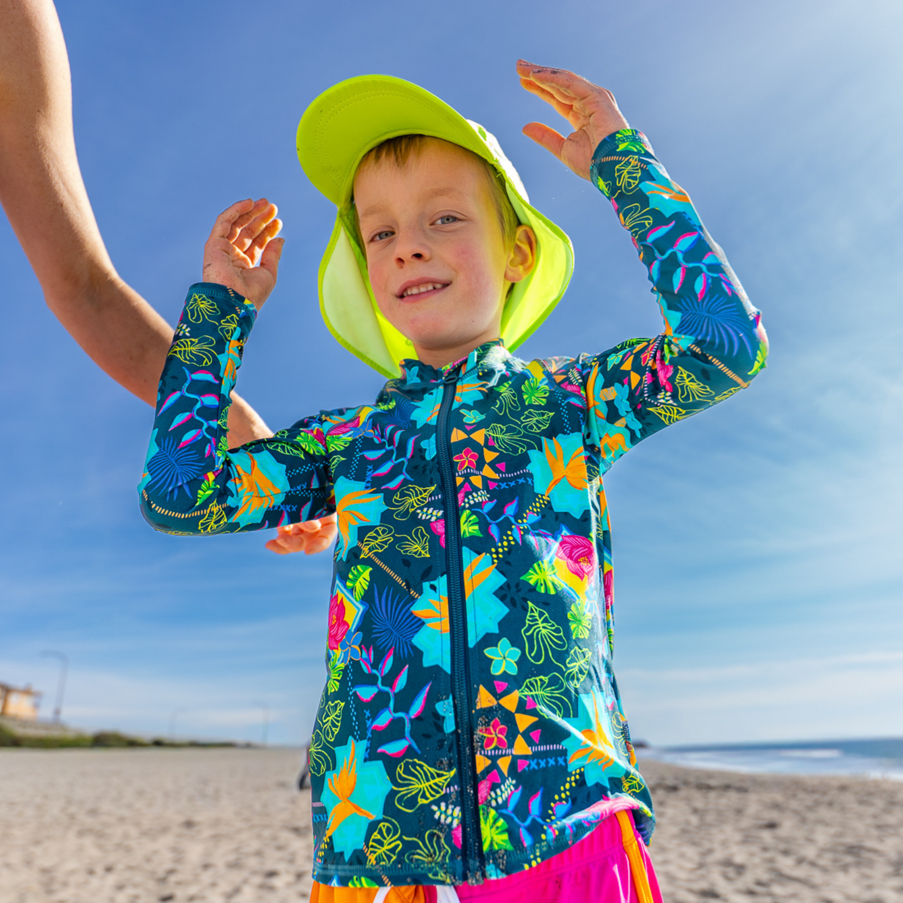 Kids UPF 50+ Long Sleeve Zipper Rash Guard Swim Shirt | "Summer Max"-SwimZip UPF 50+ Sun Protective Swimwear & UV Zipper Rash Guards-pos2