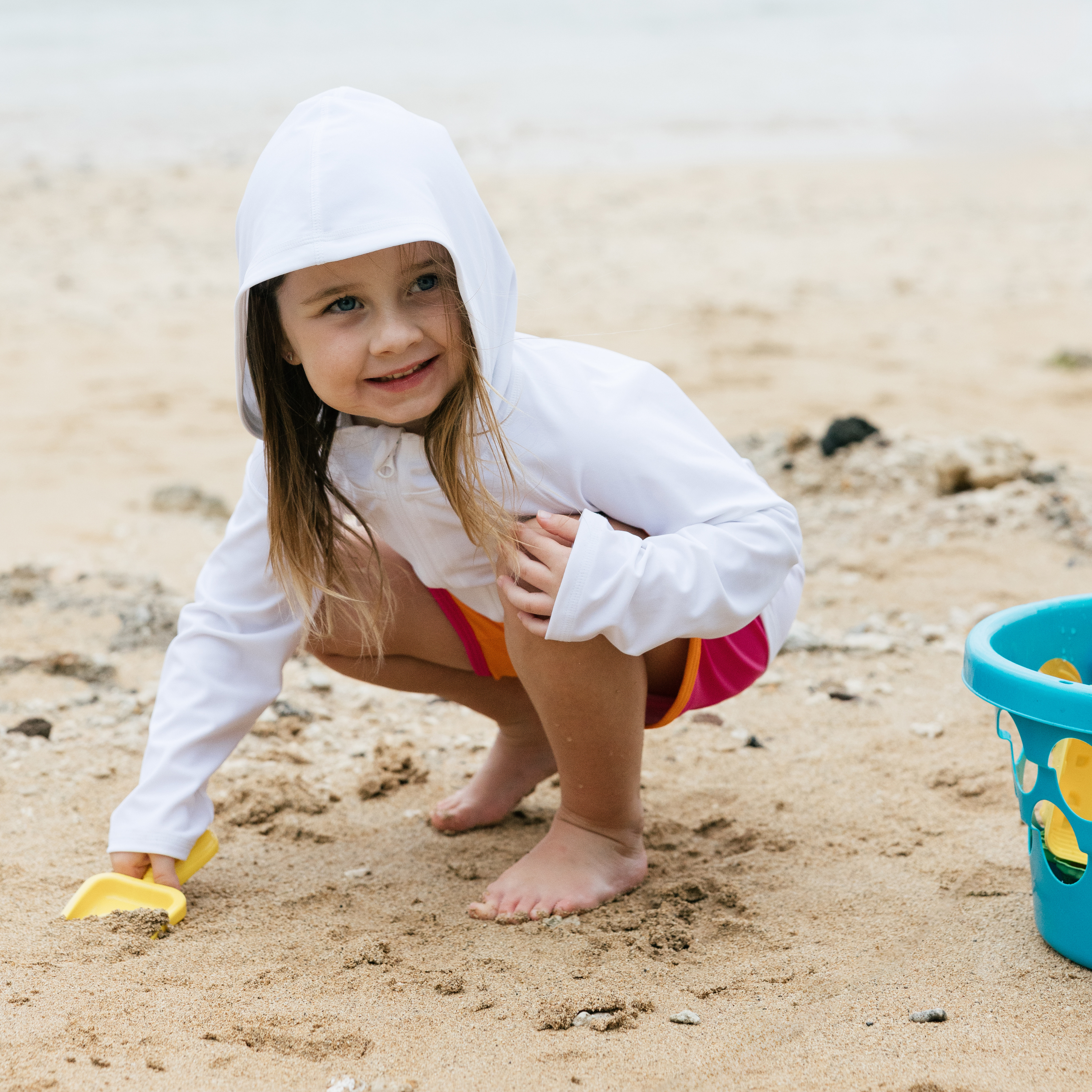 Kids Hooded Long Sleeve Zipper Rash Guard Swim Shirt | "White"-SwimZip UPF 50+ Sun Protective Swimwear & UV Zipper Rash Guards-pos14