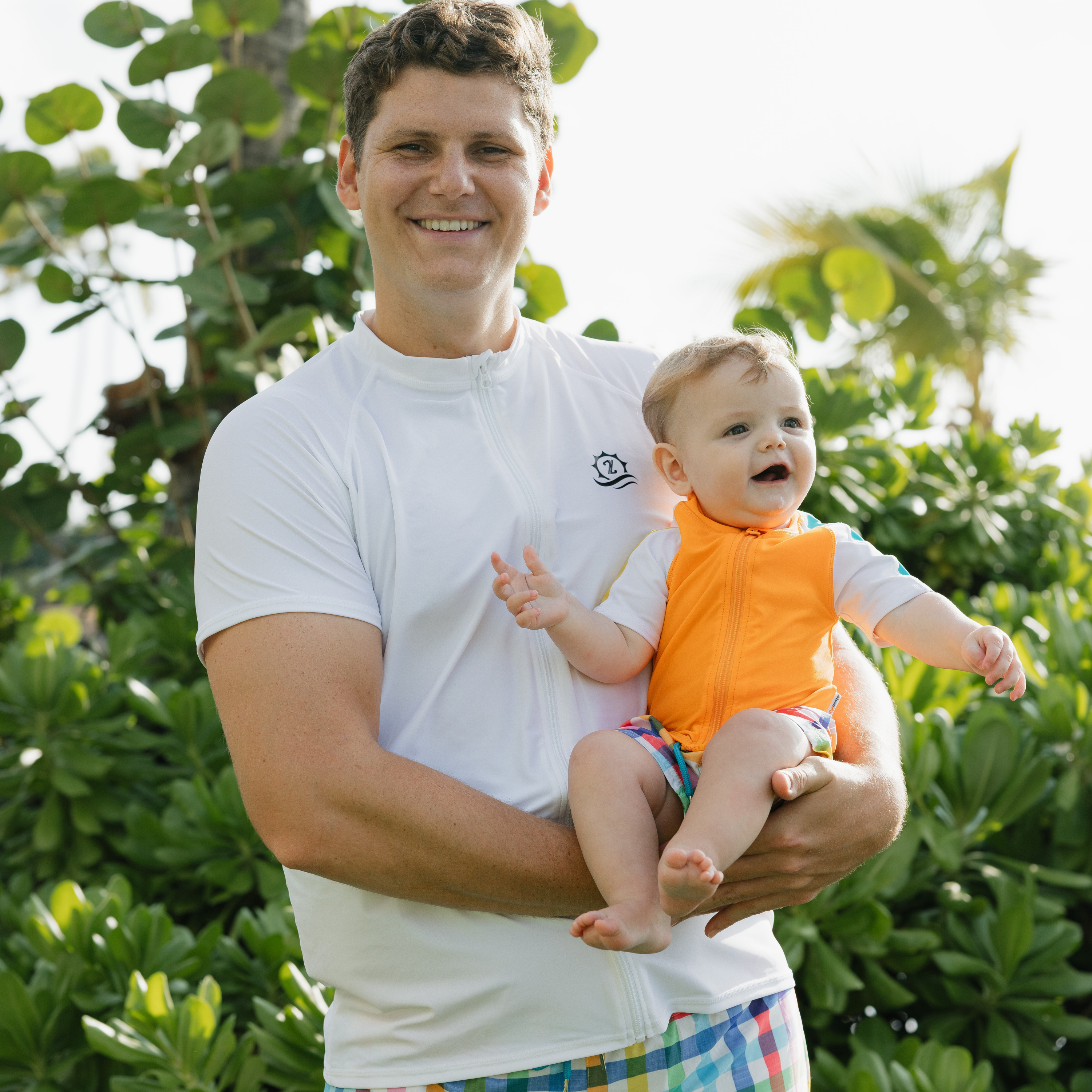 Boys Short Sleeve Zipper Rash Guard and Swim Trunk Set | "Picnic Party"-SwimZip UPF 50+ Sun Protective Swimwear & UV Zipper Rash Guards-pos10