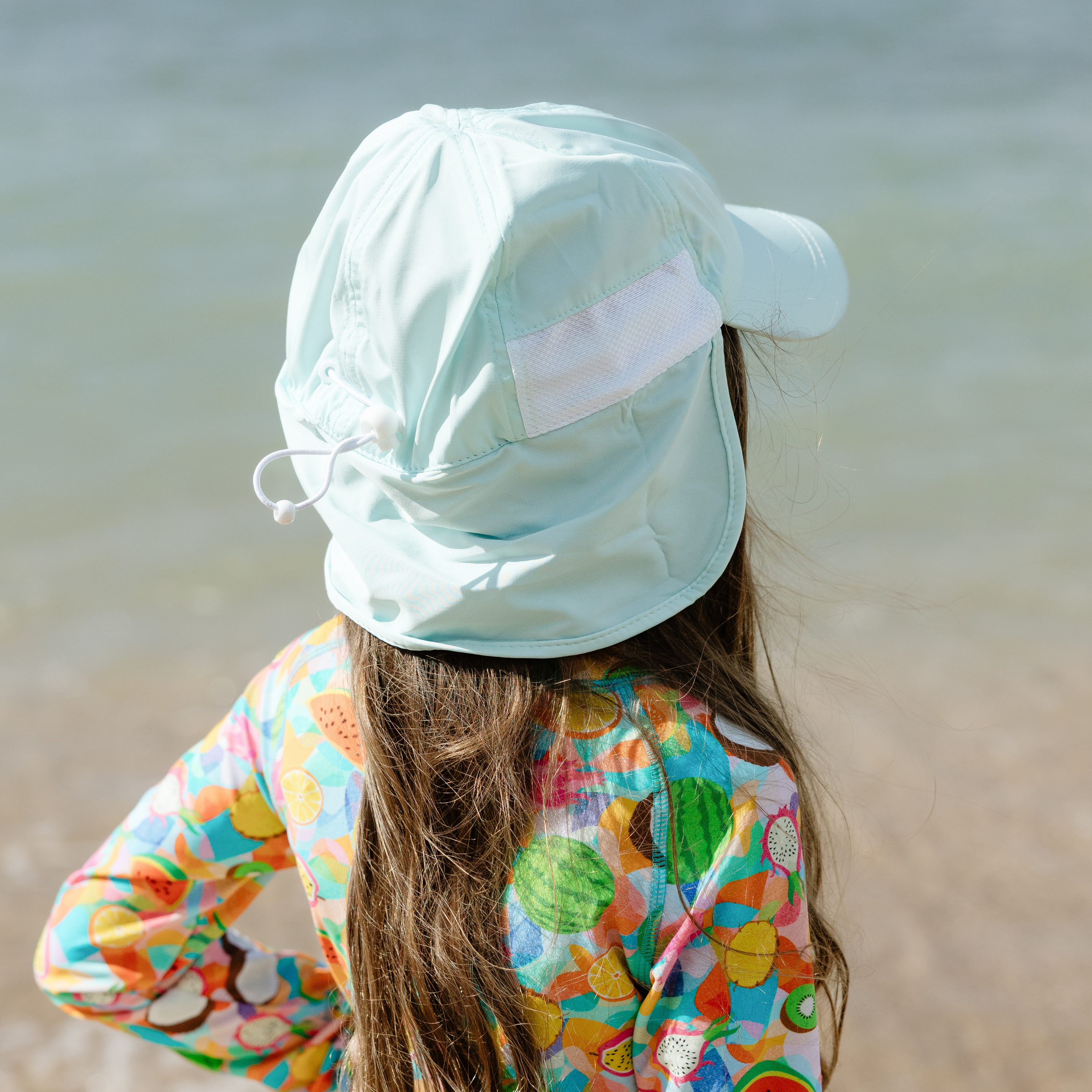Kids Flap Hat | Mint-SwimZip UPF 50+ Sun Protective Swimwear & UV Zipper Rash Guards-pos3