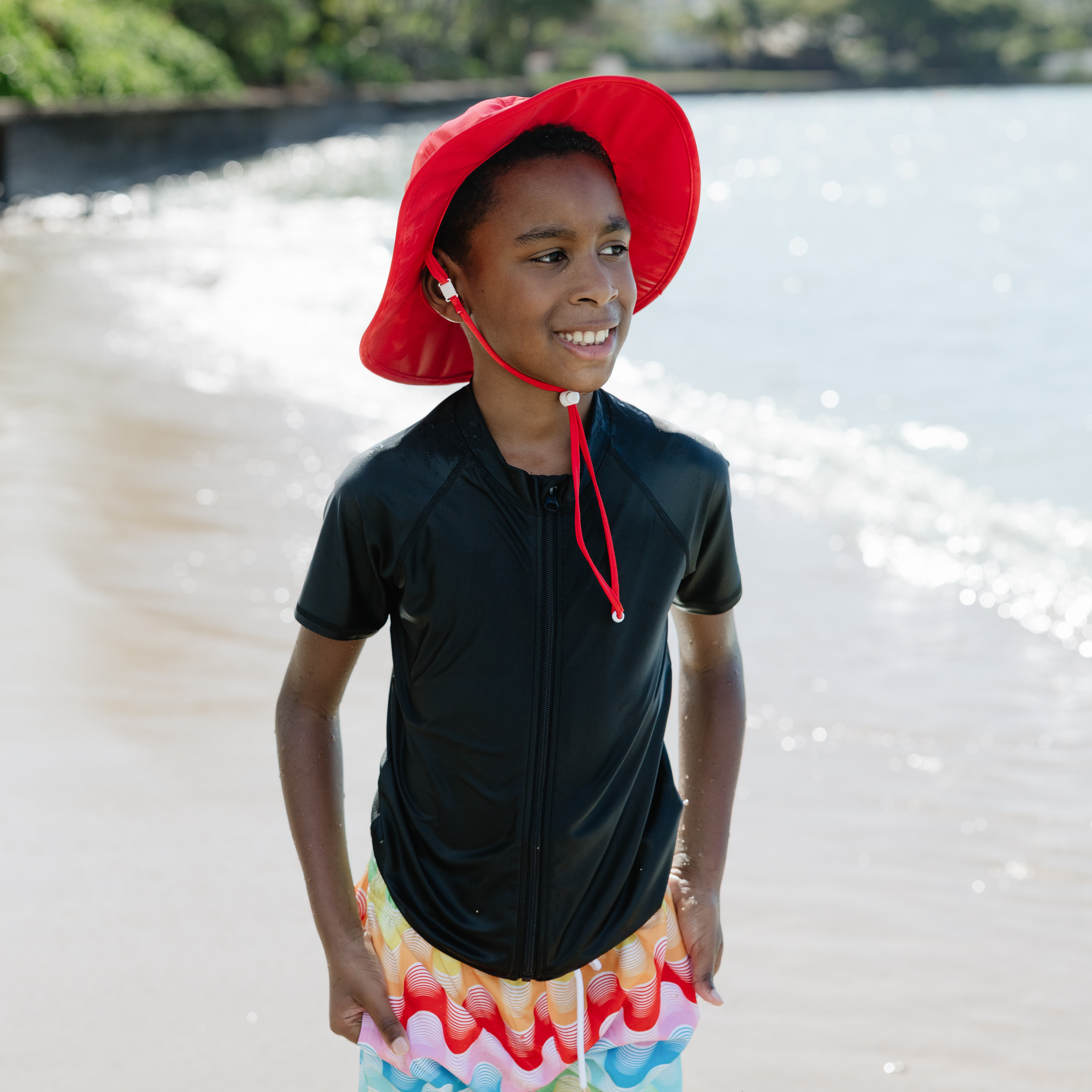 Kids Short Sleeve Zipper Rash Guard Swim Shirt | “Black”-SwimZip UPF 50+ Sun Protective Swimwear & UV Zipper Rash Guards-pos3