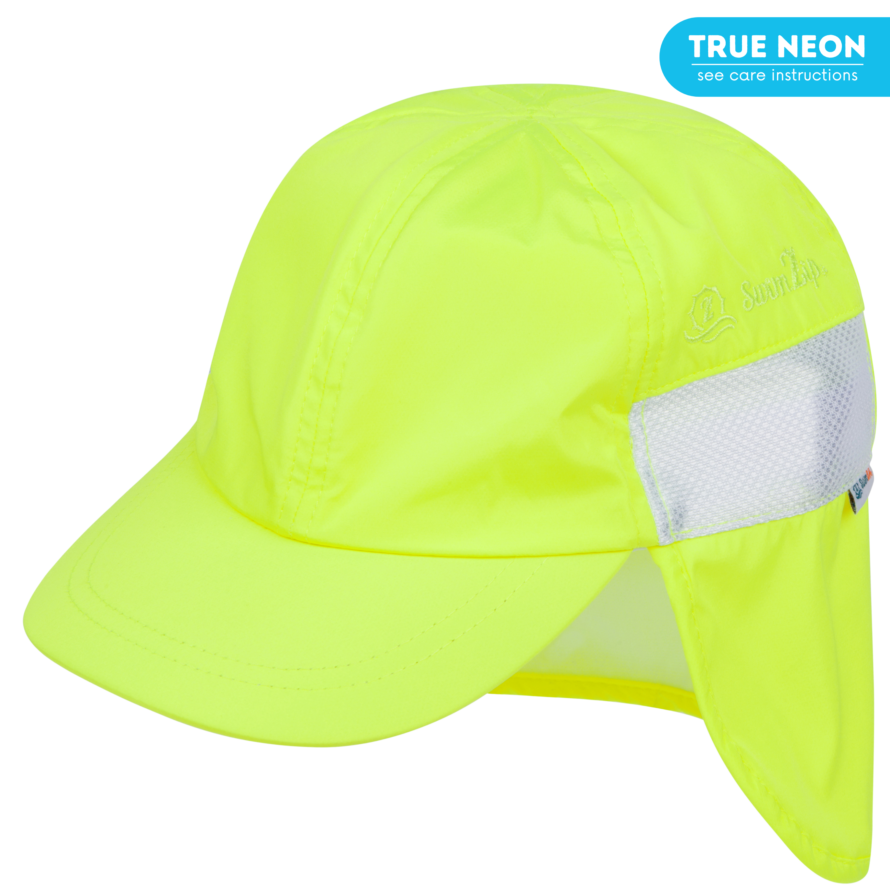 Kids Flap Hat | Neon Lemon Yellow-0-6 Month-Neon Lemon Yellow-SwimZip UPF 50+ Sun Protective Swimwear & UV Zipper Rash Guards-pos1