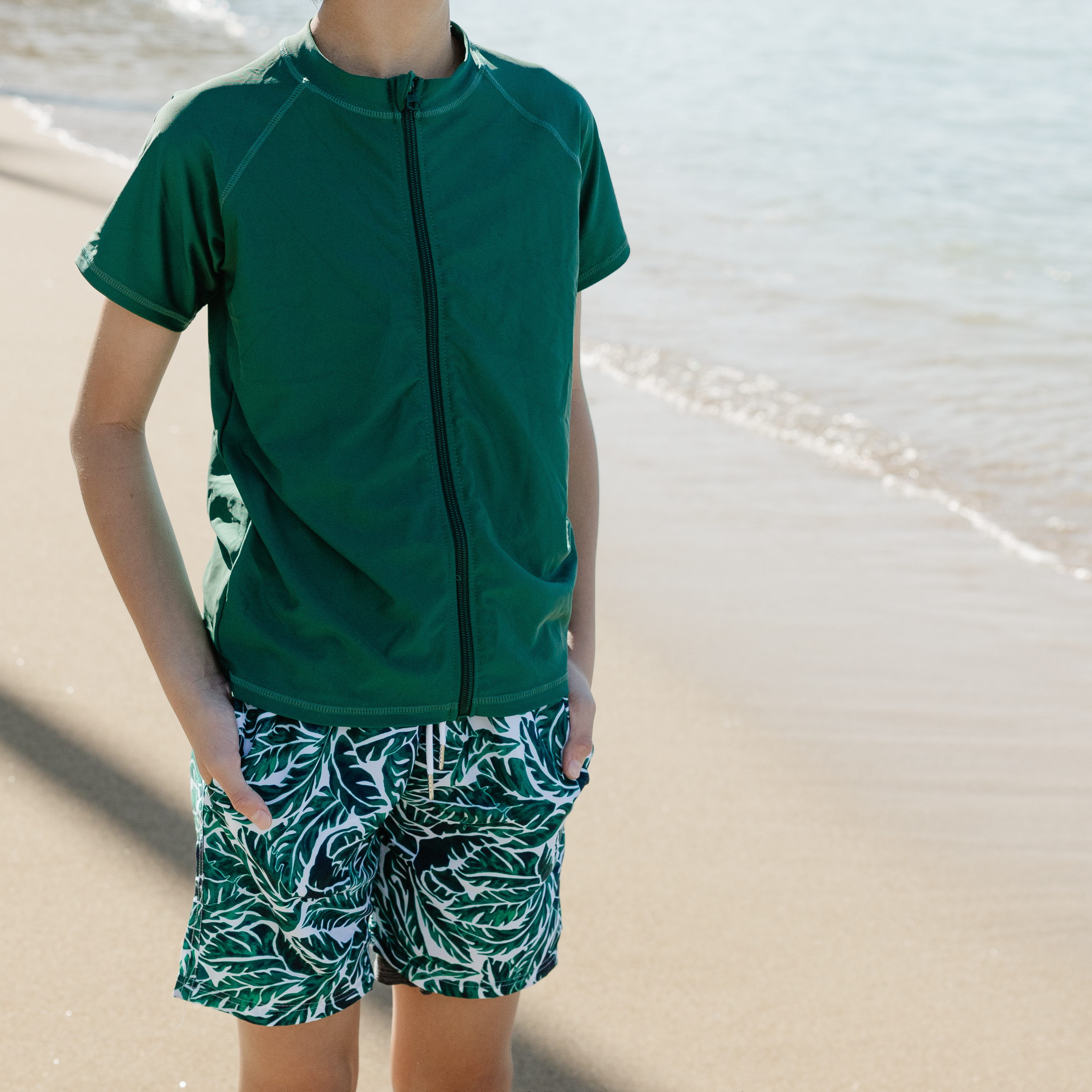 Boys Swim Trunks Boxer Brief Liner (sizes 6-14) | "Palm Leaf"-SwimZip UPF 50+ Sun Protective Swimwear & UV Zipper Rash Guards-pos10