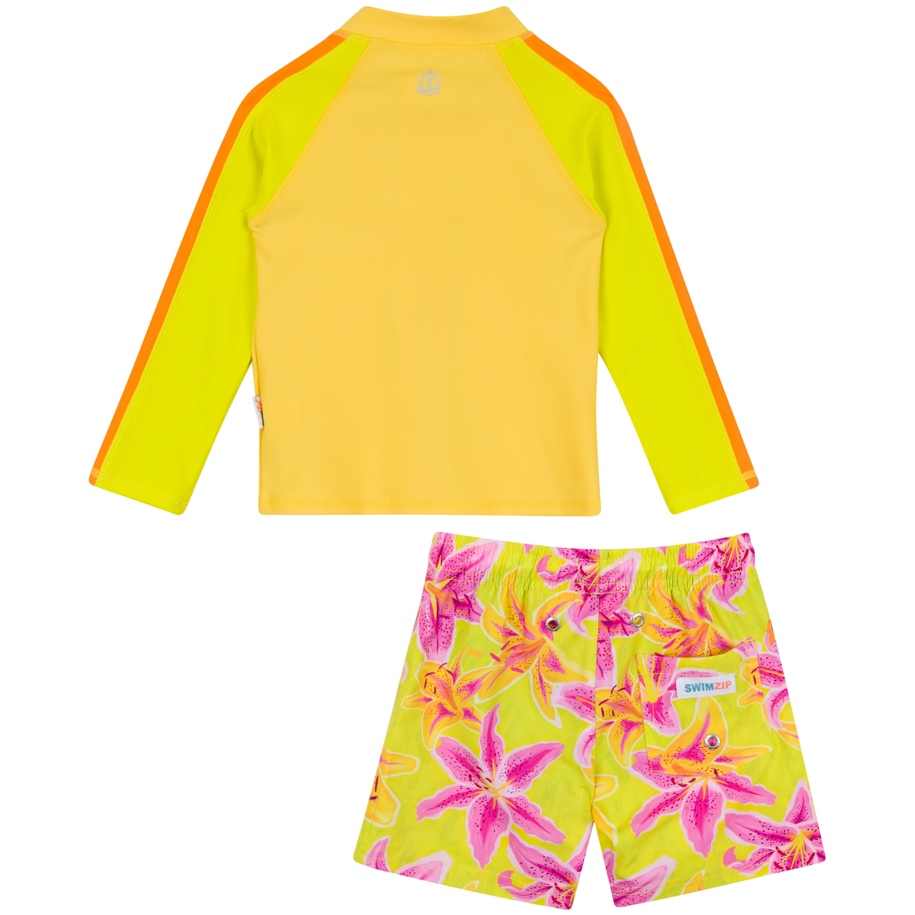 Boys Long Sleeve Zipper Rash Guard and Swim Trunk Set | "Floral Takeover"-SwimZip UPF 50+ Sun Protective Swimwear & UV Zipper Rash Guards-pos10