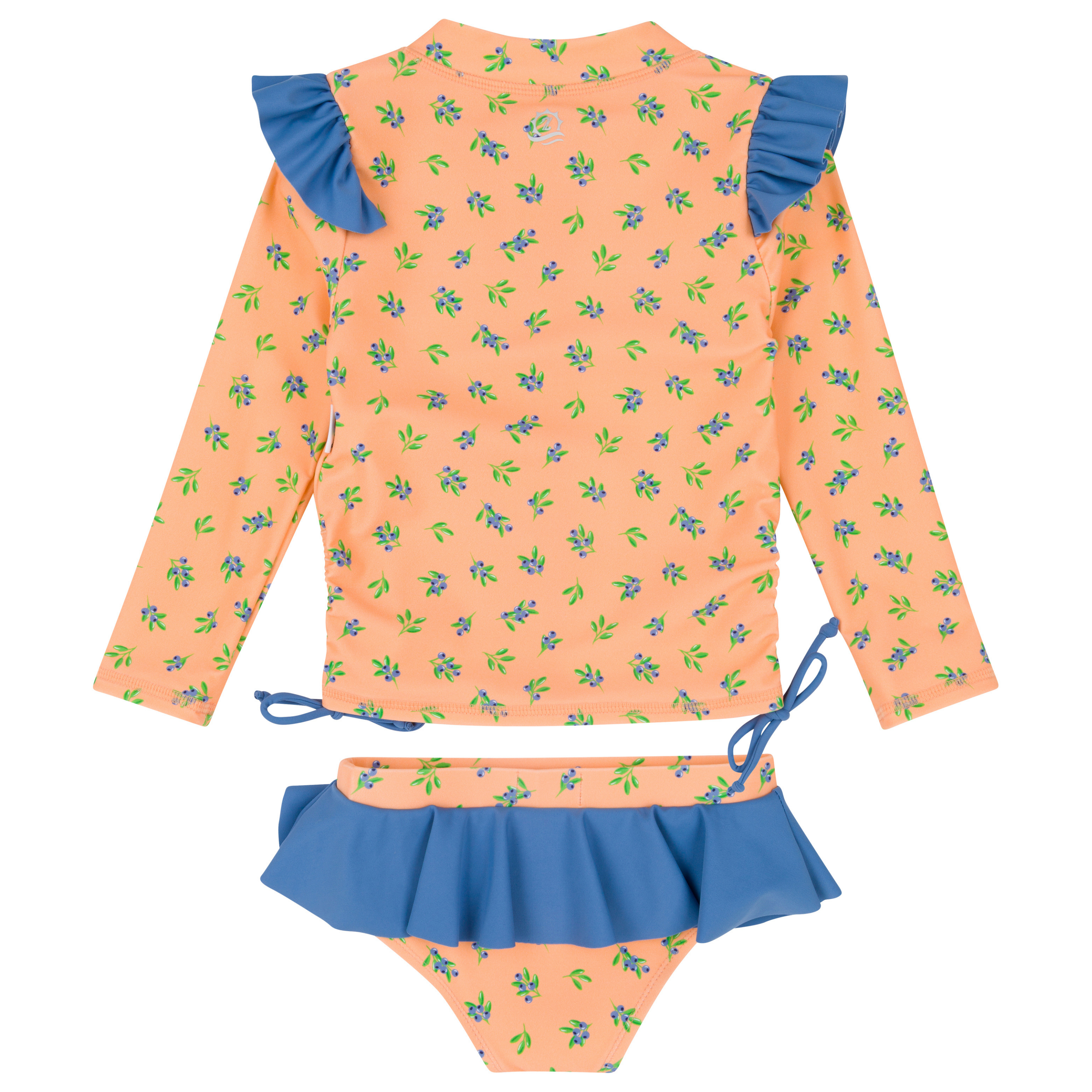 Girls Long Sleeve Rash Guard Ruffle Bottom Swimsuit Set (2 Piece) | "Berry Bliss"-SwimZip UPF 50+ Sun Protective Swimwear & UV Zipper Rash Guards-pos11