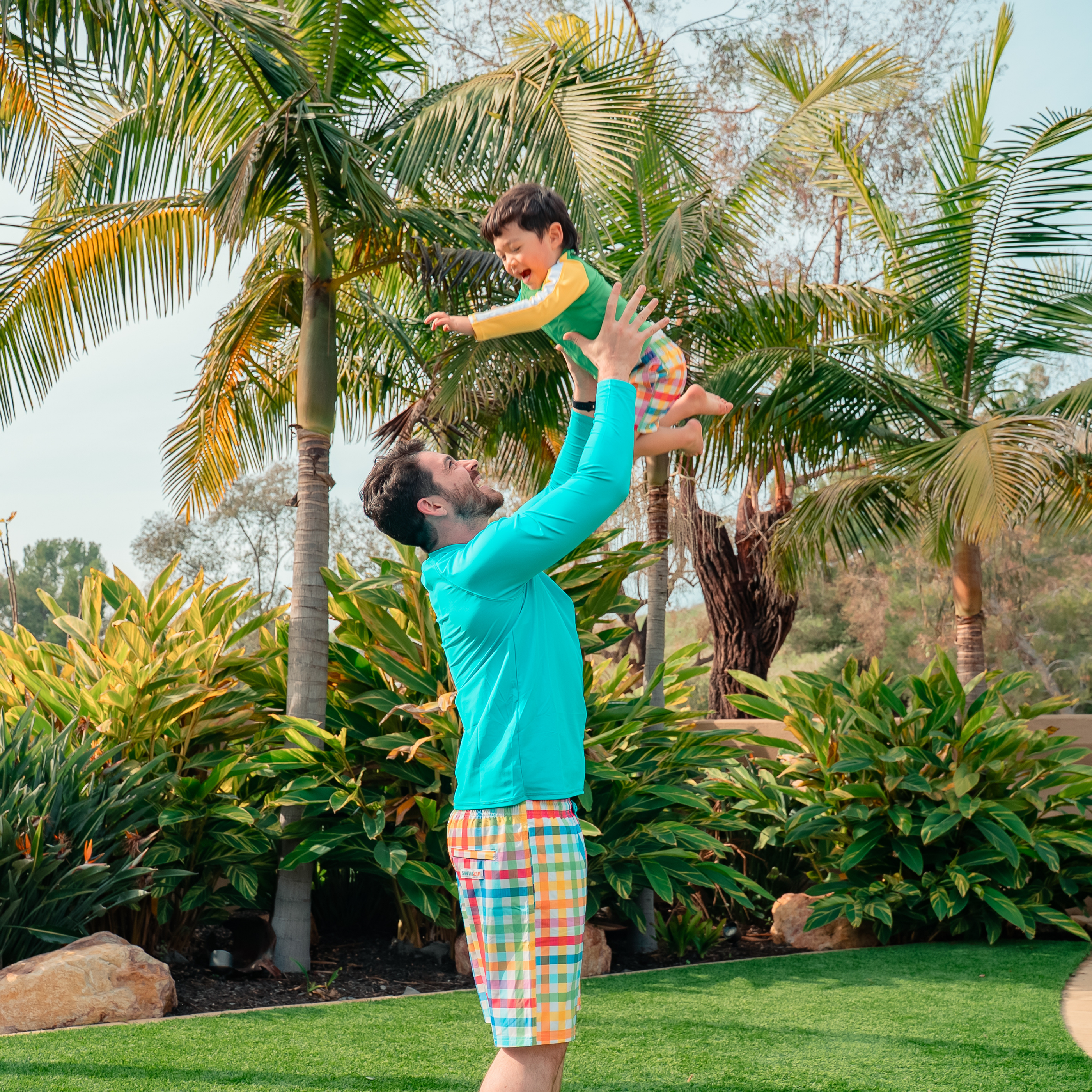 Men's 8" Swim Trunks Boxer Brief Liner | "Picnic Party"-SwimZip UPF 50+ Sun Protective Swimwear & UV Zipper Rash Guards-pos13