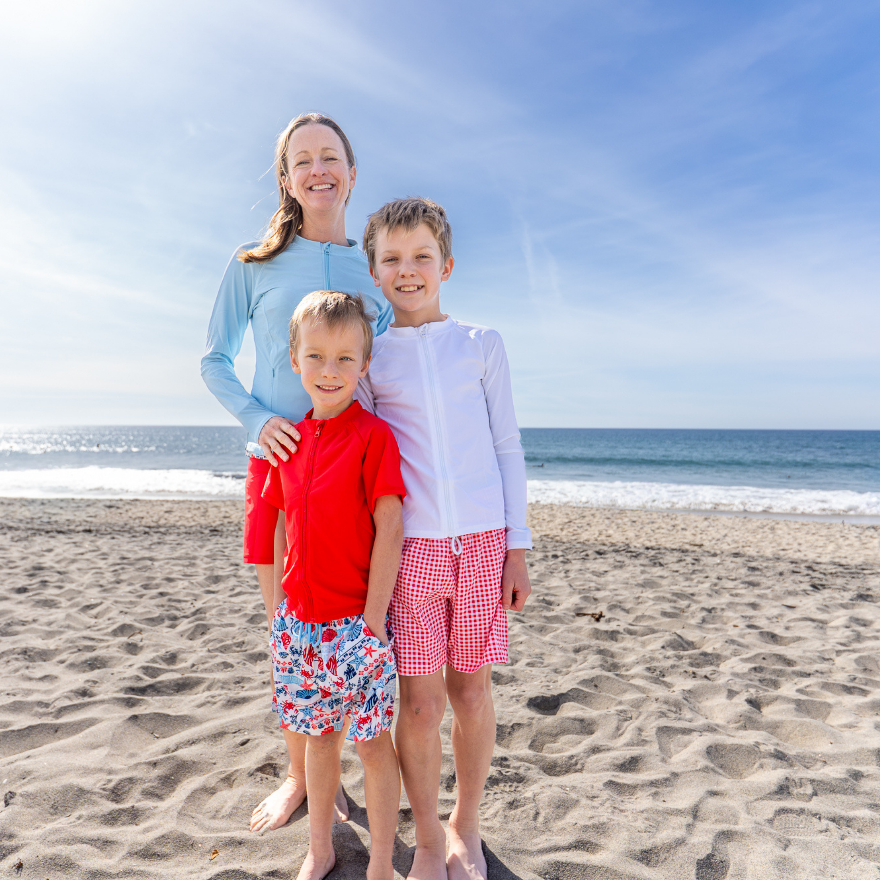 Kids UPF 50+ Long Sleeve Zipper Rash Guard Swim Shirt | "White"-SwimZip UPF 50+ Sun Protective Swimwear & UV Zipper Rash Guards-pos6