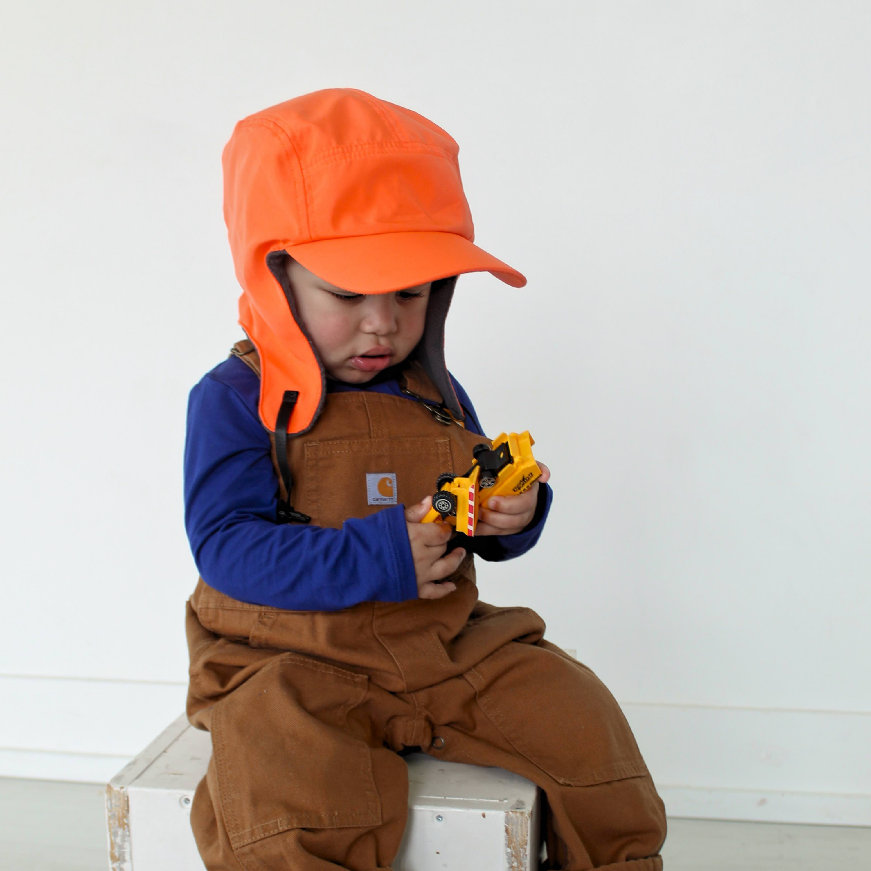 Kids Arctic Chill Winter Convertible Sun Hat - Orange-SwimZip UPF 50+ Sun Protective Swimwear & UV Zipper Rash Guards-pos5