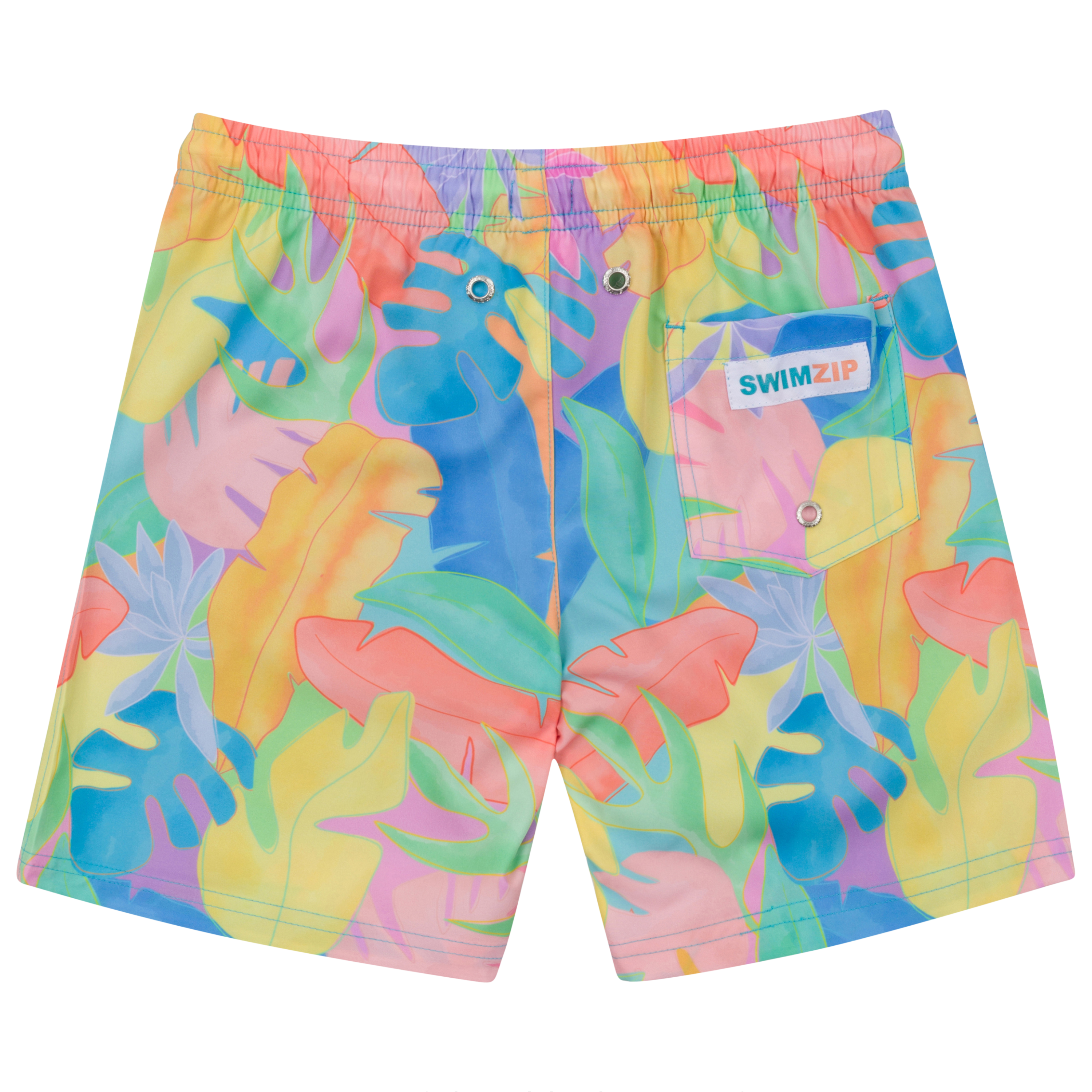 Boys Swim Trunks Boxer Brief Liner (sizes 6-14) | “Vibrant Vacay"-SwimZip UPF 50+ Sun Protective Swimwear & UV Zipper Rash Guards-pos7