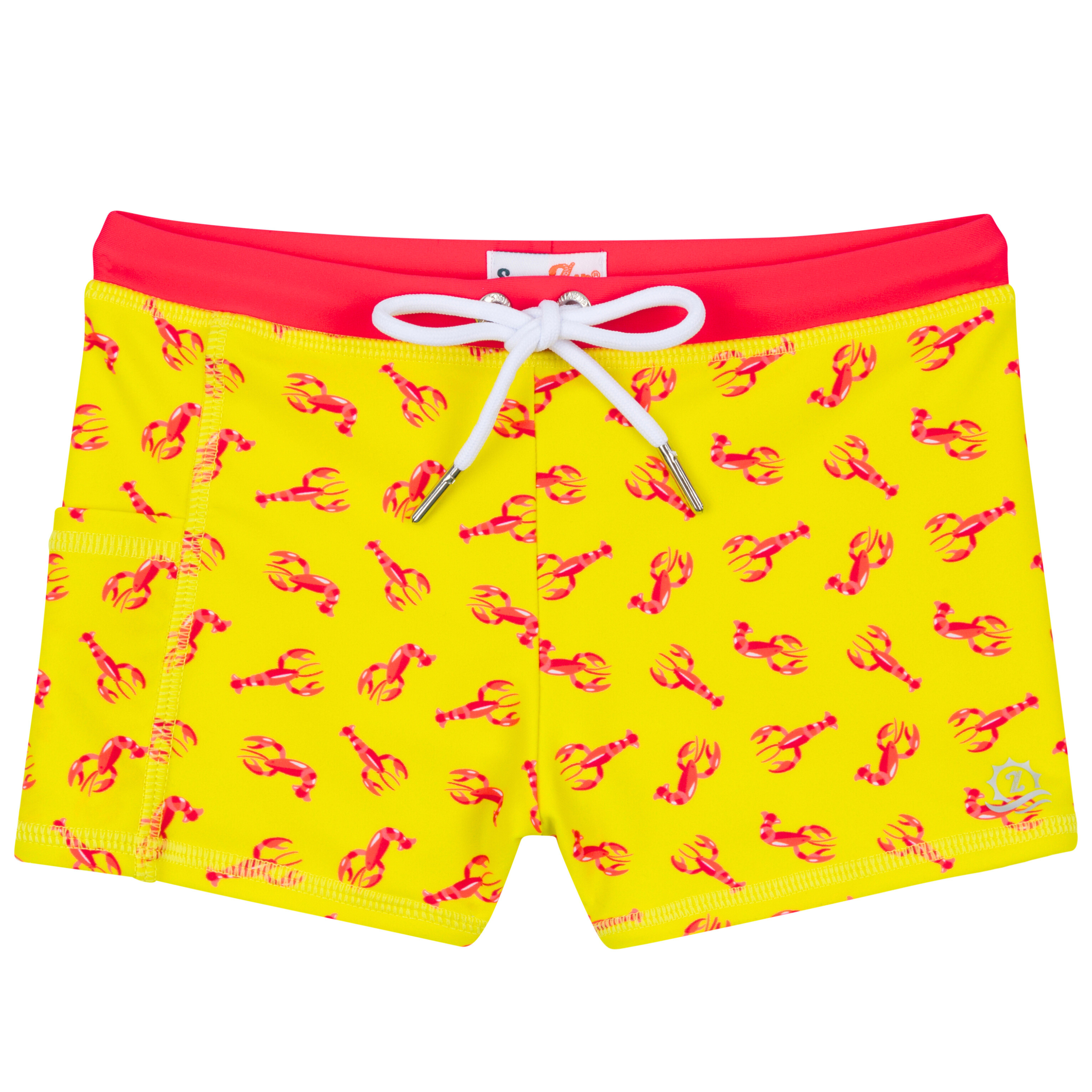 Kids Euro Swim Shorties | "Lobster"-6-12 Month-Lobster-SwimZip UPF 50+ Sun Protective Swimwear & UV Zipper Rash Guards-pos1