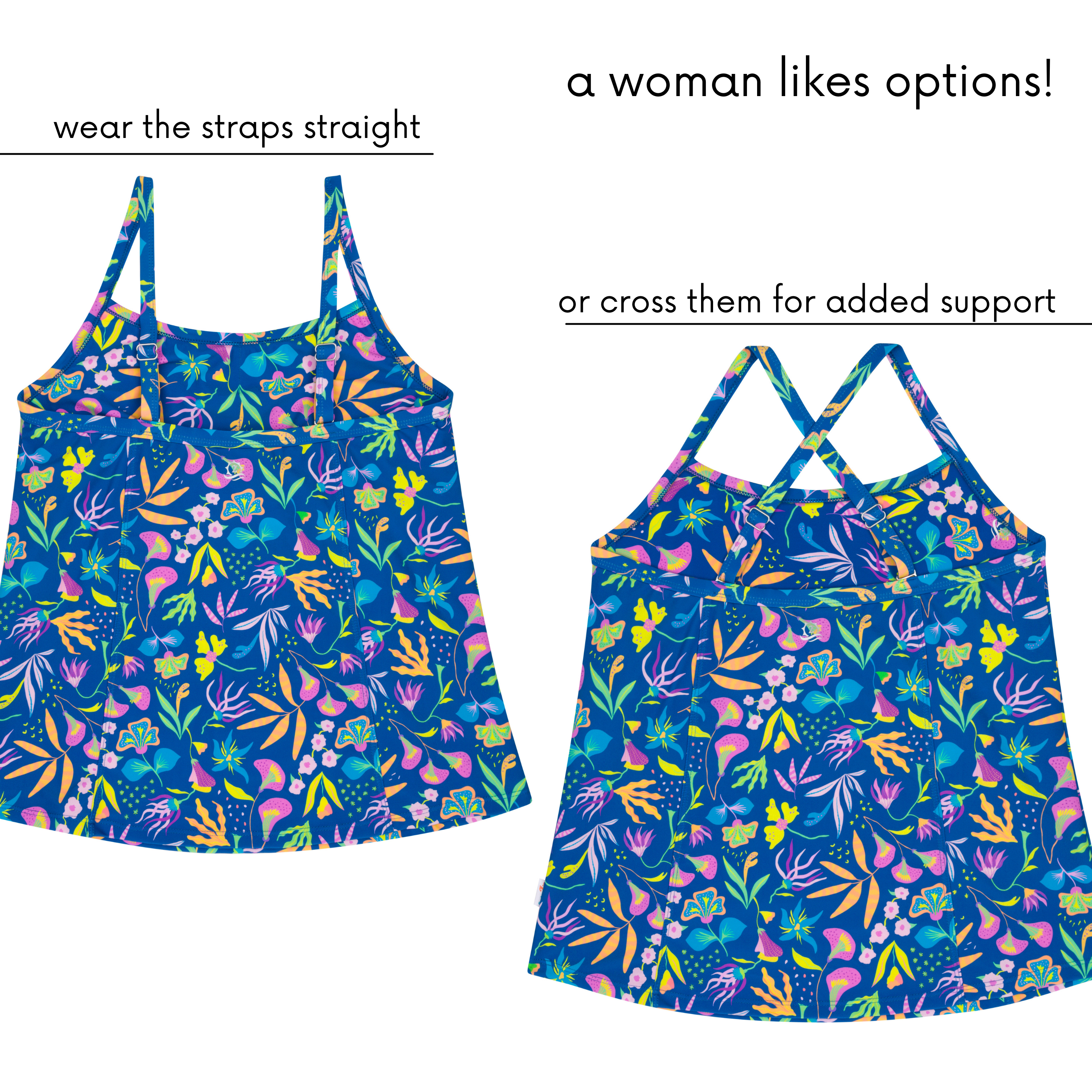 Women’s Strappy A-Line Tankini Top | “Tropadelic”-SwimZip UPF 50+ Sun Protective Swimwear & UV Zipper Rash Guards-pos5