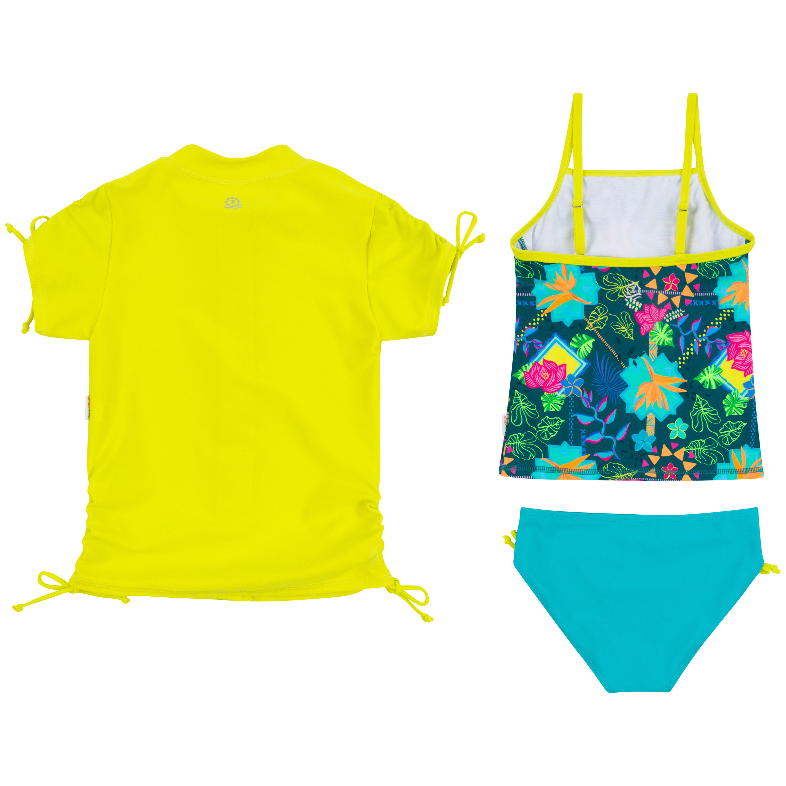 Girls Short Sleeve Rash Guard + Tankini Bikini Set (3 Piece) | "Summer Max"-SwimZip UPF 50+ Sun Protective Swimwear & UV Zipper Rash Guards-pos12