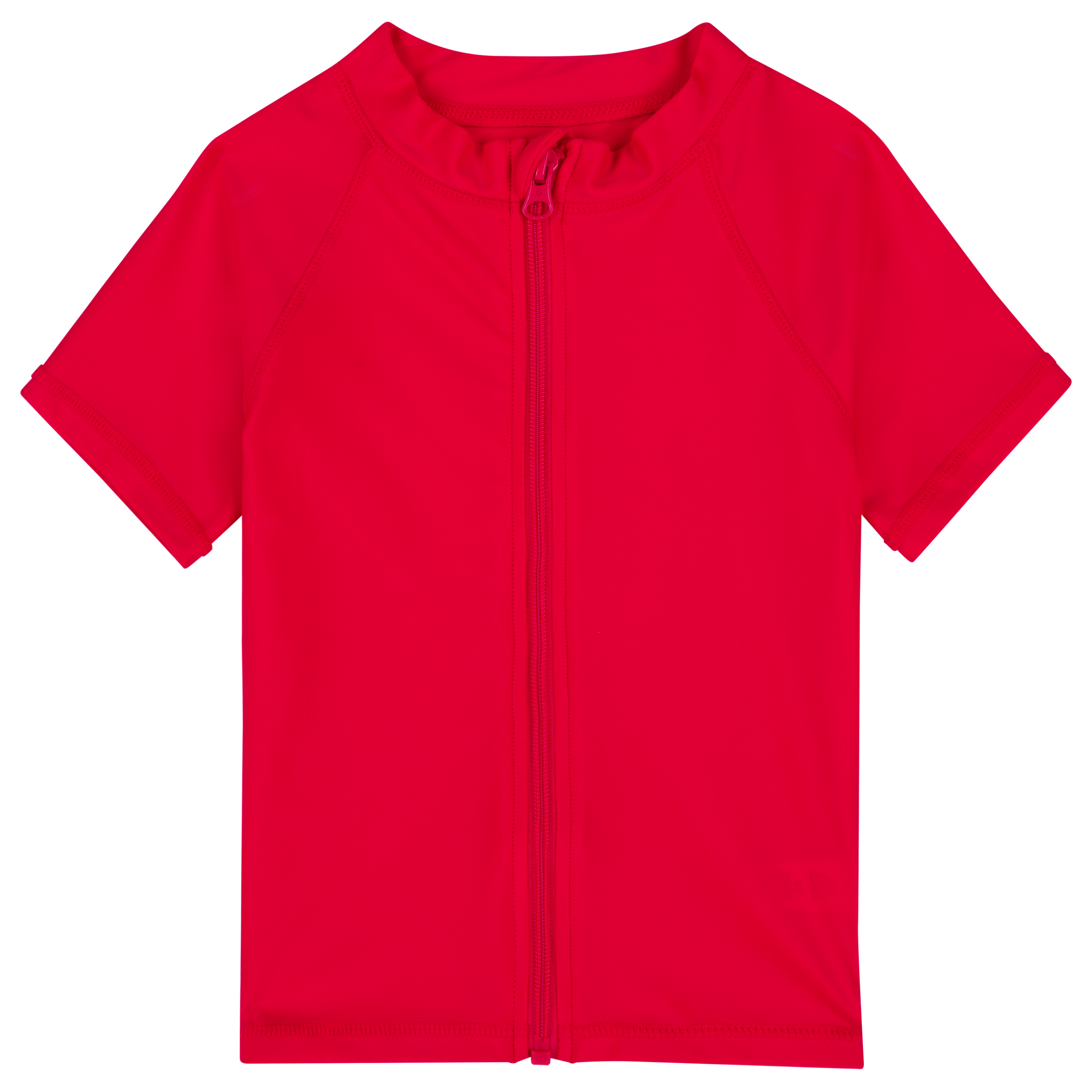 Kids Short Sleeve Zipper Rash Guard Swim Shirt | “Red”-0-3 Month-Red-SwimZip UPF 50+ Sun Protective Swimwear & UV Zipper Rash Guards-pos1