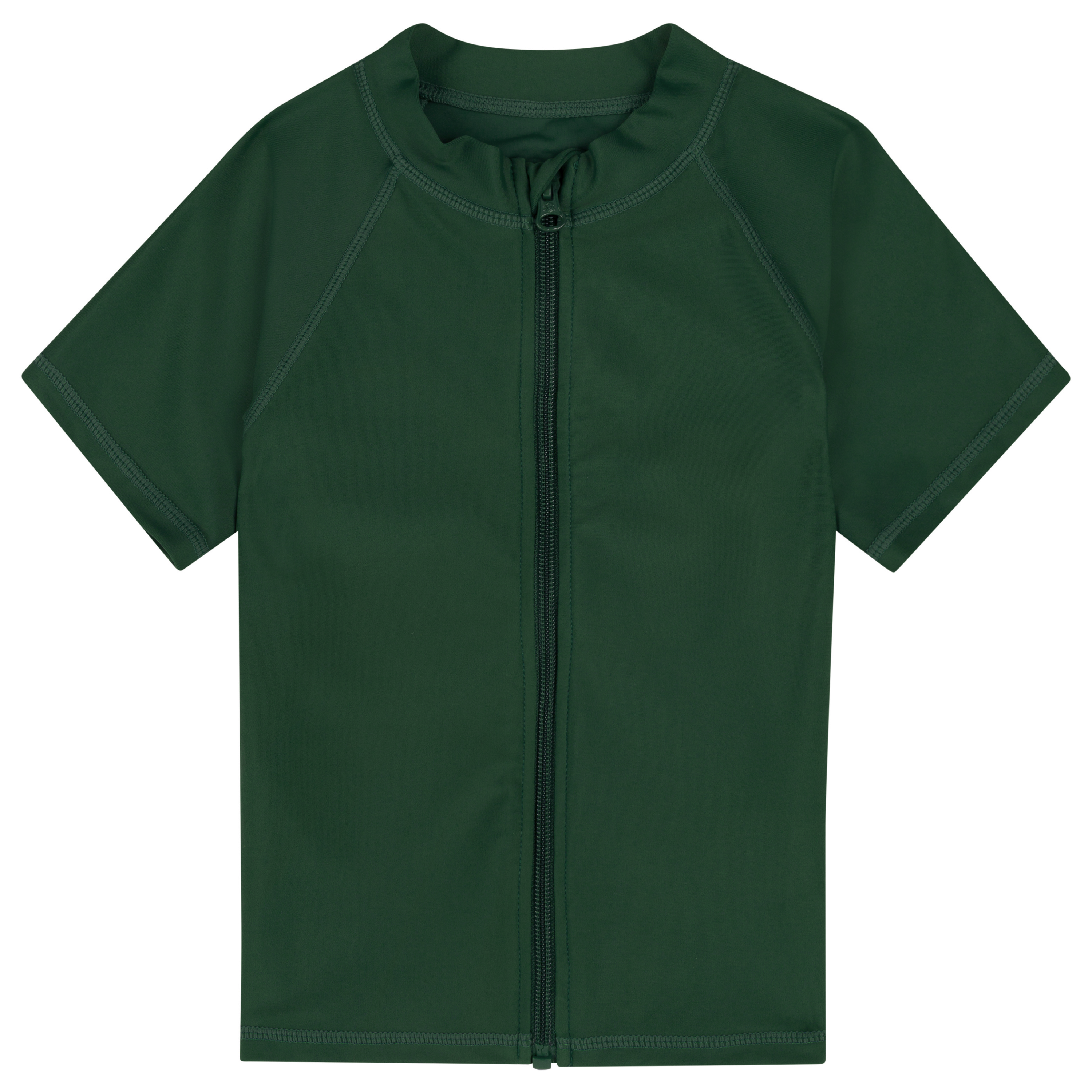 Kids Short Sleeve Zipper Rash Guard Swim Shirt | “Hunter Green”-SwimZip UPF 50+ Sun Protective Swimwear & UV Zipper Rash Guards-pos1