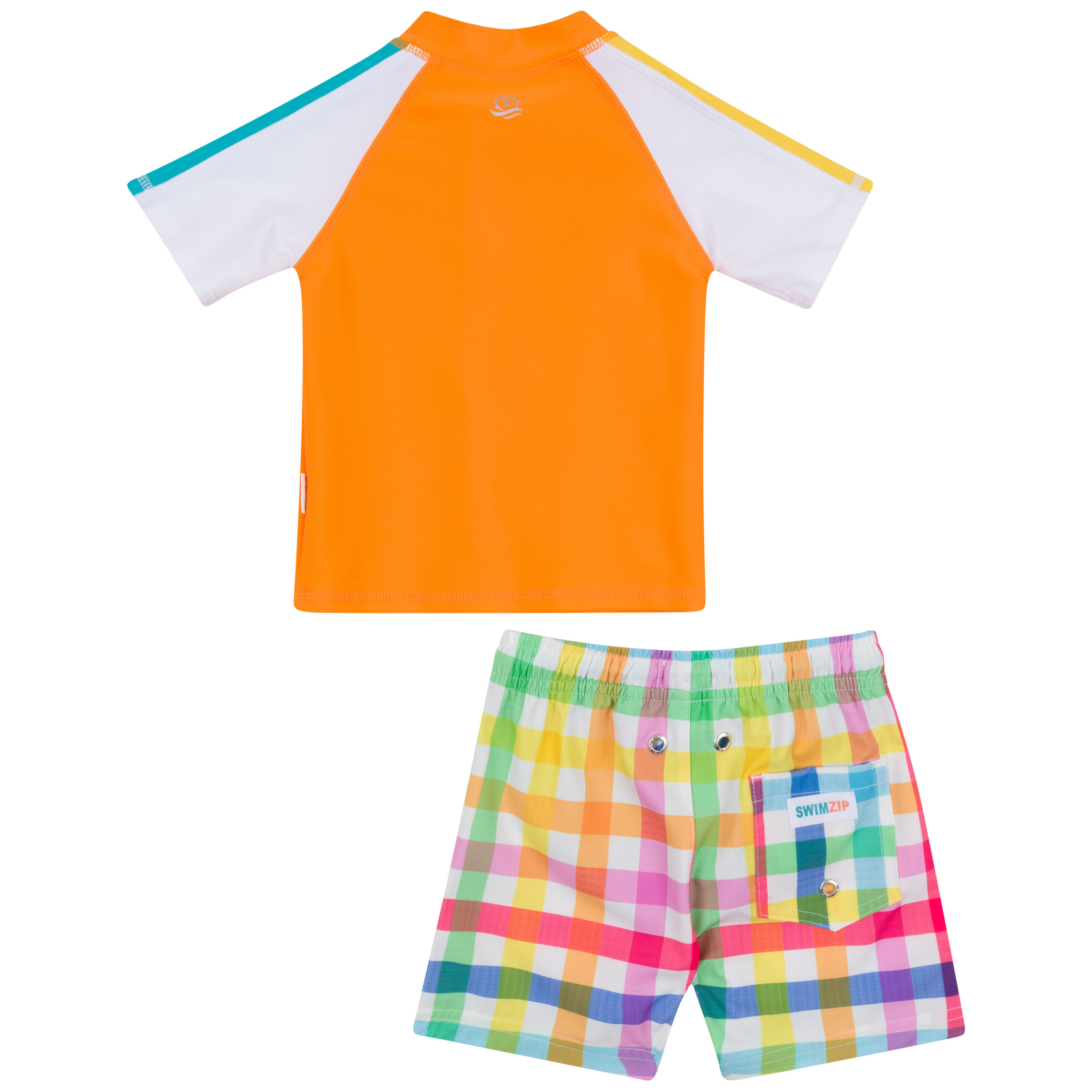 Boys Short Sleeve Zipper Rash Guard and Swim Trunk Set | "Picnic Party"-SwimZip UPF 50+ Sun Protective Swimwear & UV Zipper Rash Guards-pos13
