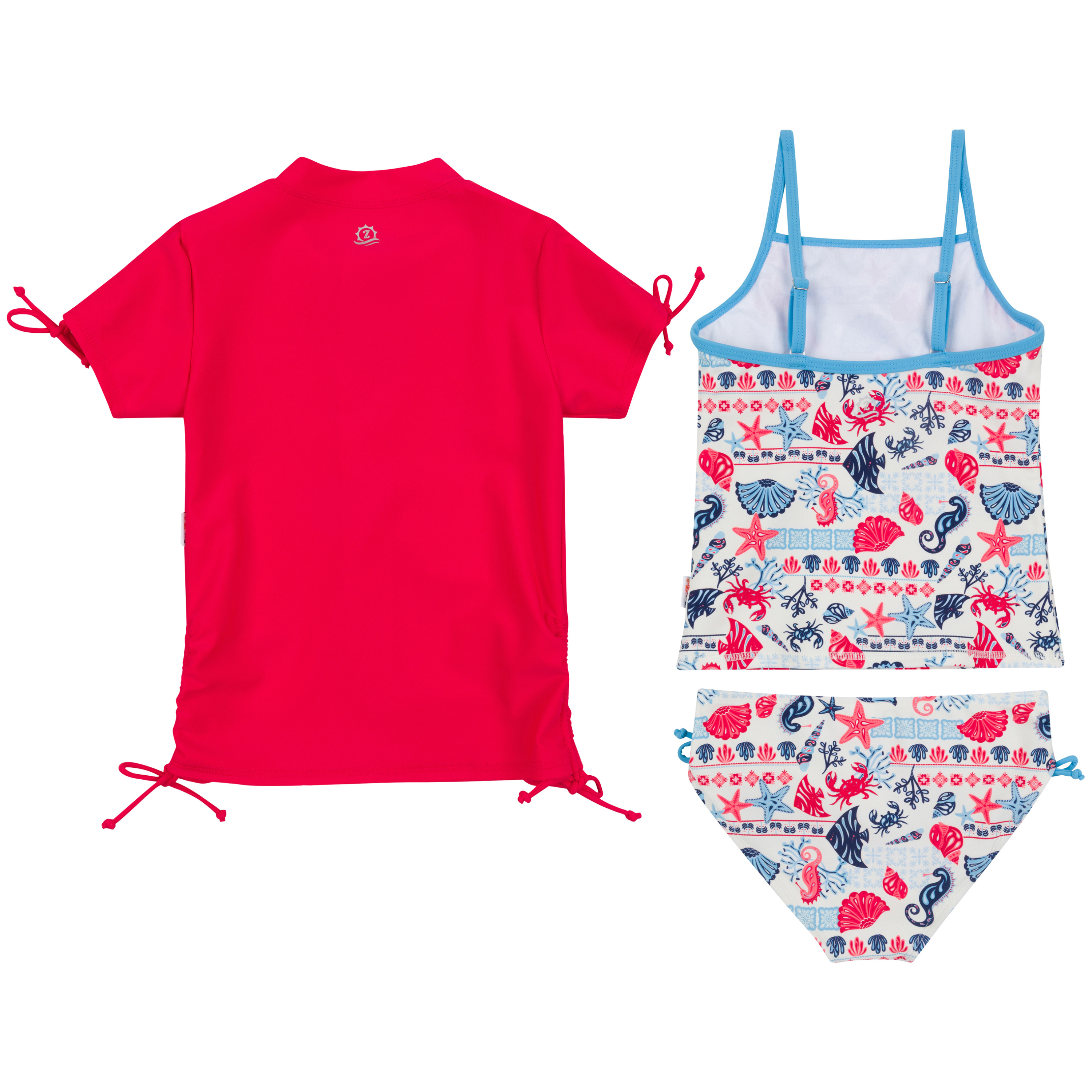 Girls Short Sleeve Rash Guard + Tankini Bikini Set (3 Piece) | "Marina"-SwimZip UPF 50+ Sun Protective Swimwear & UV Zipper Rash Guards-pos14