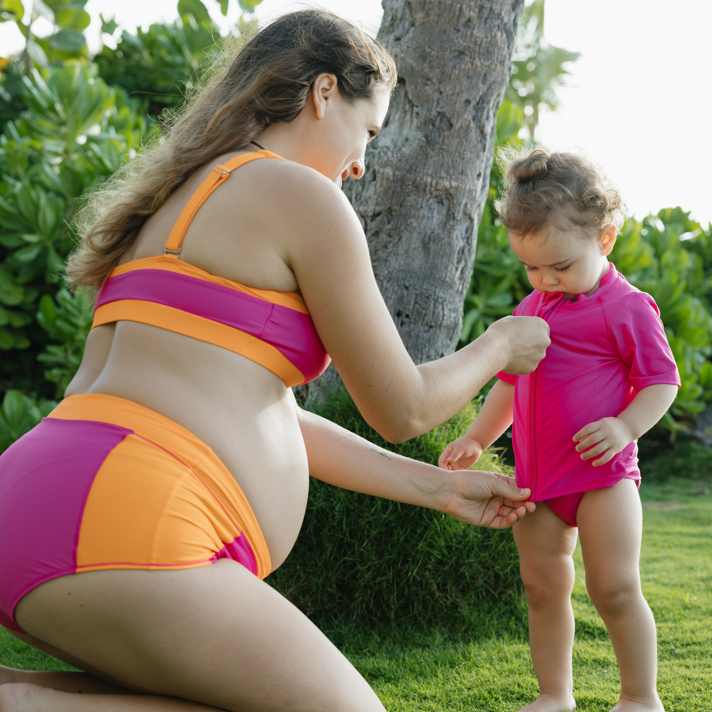 Kids Short Sleeve Zipper Rash Guard Swim Shirt | “Manic Magenta"-SwimZip UPF 50+ Sun Protective Swimwear & UV Zipper Rash Guards-pos9