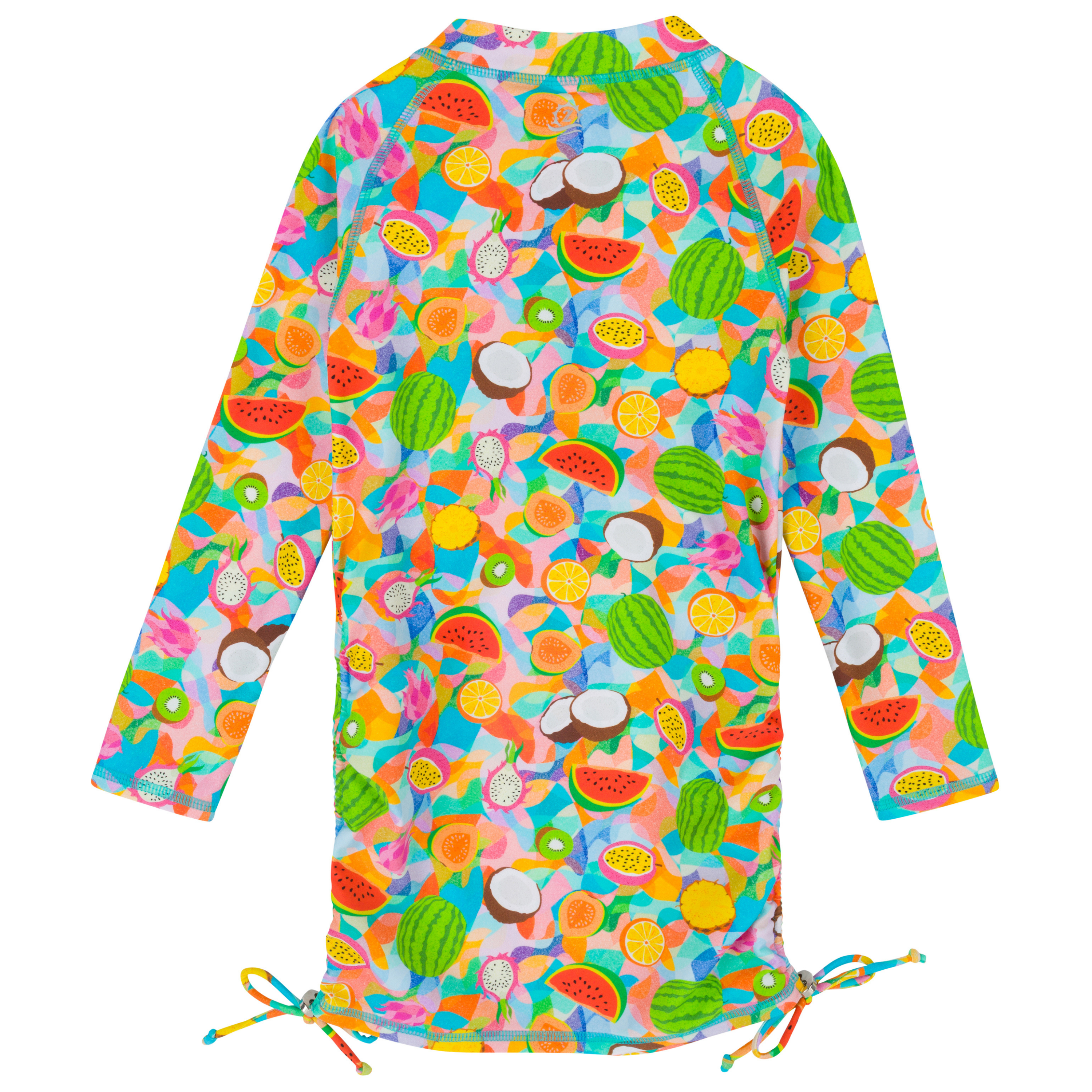 Girls Long Sleeve Swim Dress Cover Up | "Fruit Salad"-SwimZip UPF 50+ Sun Protective Swimwear & UV Zipper Rash Guards-pos13