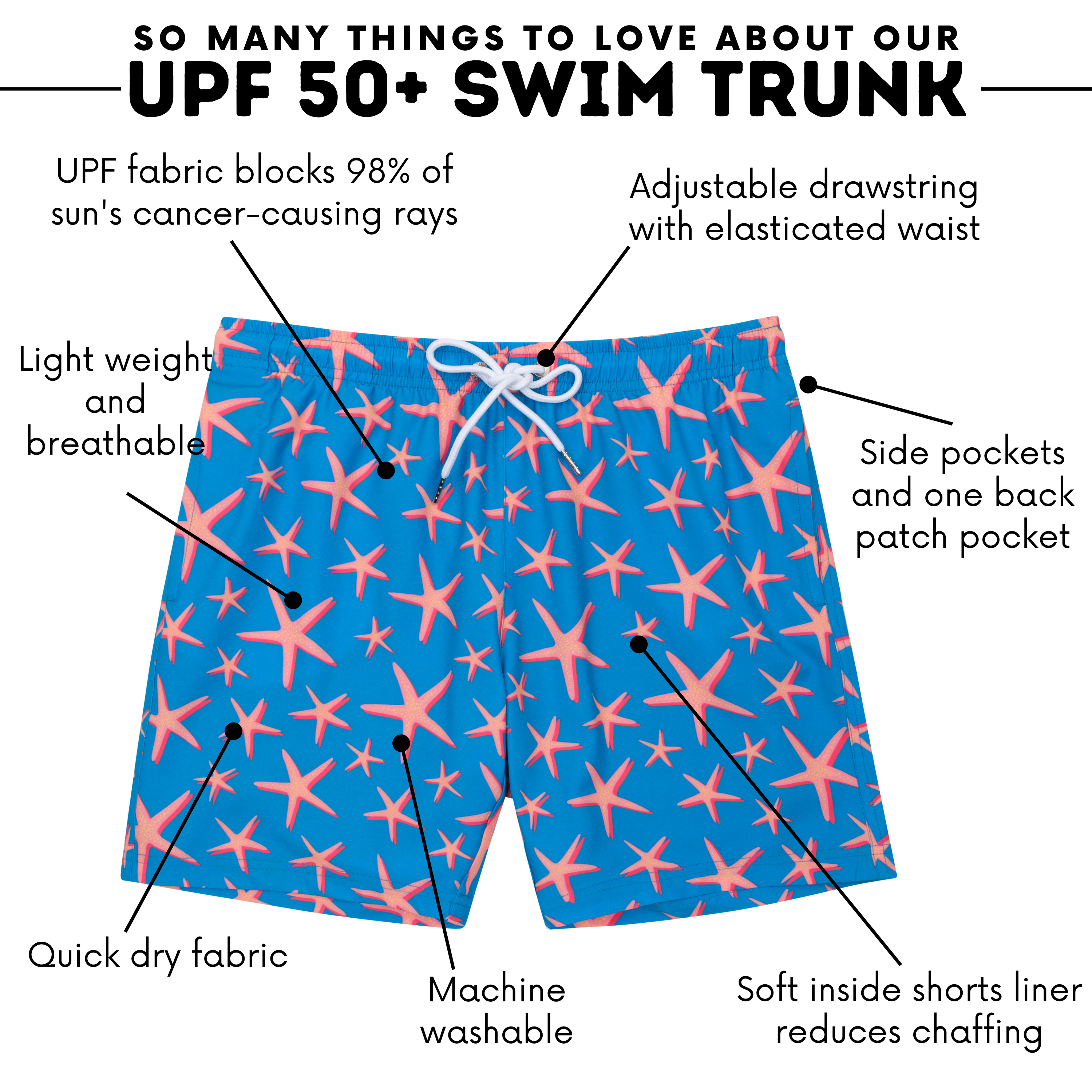 Boys Swim Trunks Boxer Brief Liner (sizes 6-14) | “Starfish"-SwimZip UPF 50+ Sun Protective Swimwear & UV Zipper Rash Guards-pos4