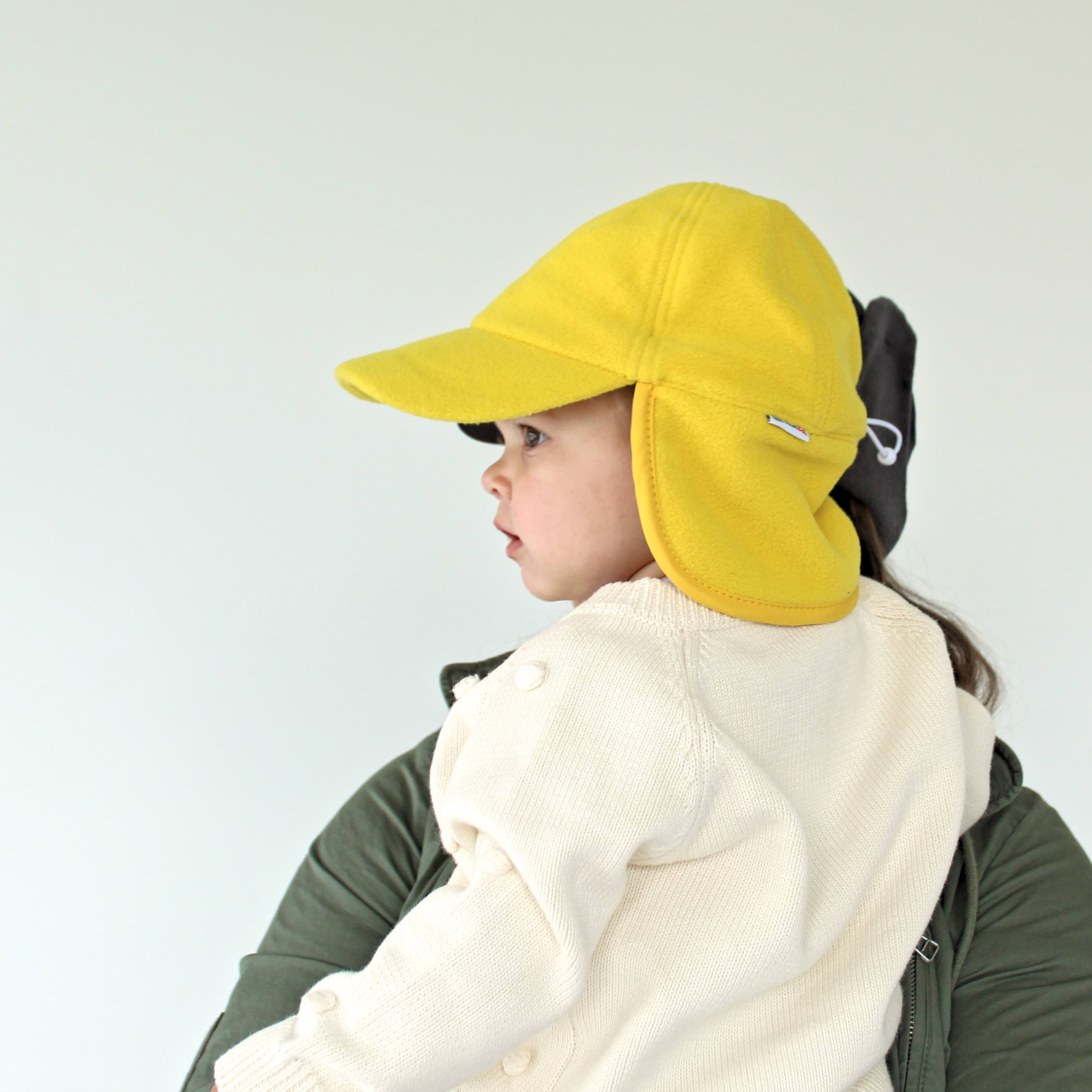 Kids Frosty Fleece Winter Flap Hat - Radiant Yellow-SwimZip UPF 50+ Sun Protective Swimwear & UV Zipper Rash Guards-pos5
