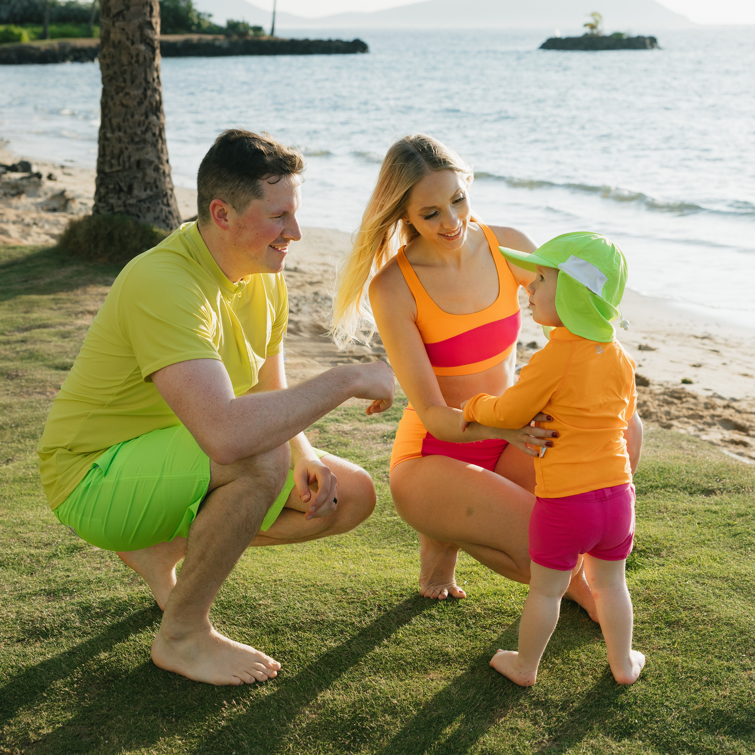 Kids Flap Hat | Electric Green-SwimZip UPF 50+ Sun Protective Swimwear & UV Zipper Rash Guards-pos7