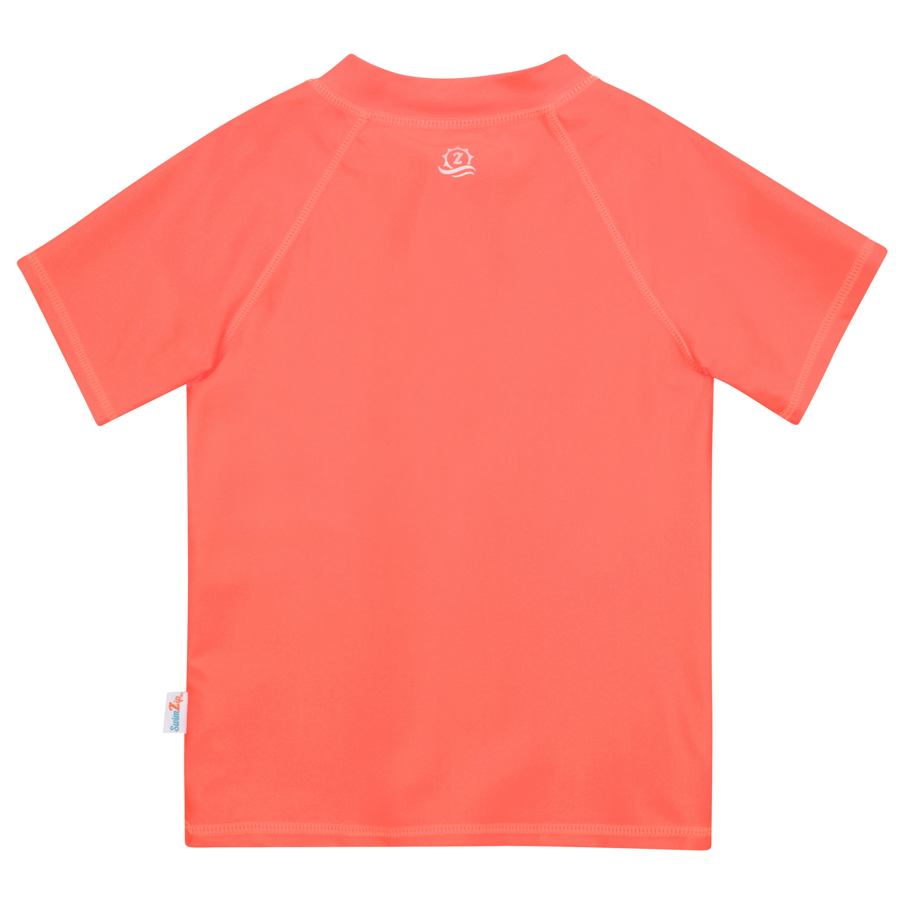 Kids Short Sleeve Zipper Rash Guard Swim Shirt | “Neon Orange”-SwimZip UPF 50+ Sun Protective Swimwear & UV Zipper Rash Guards-pos15