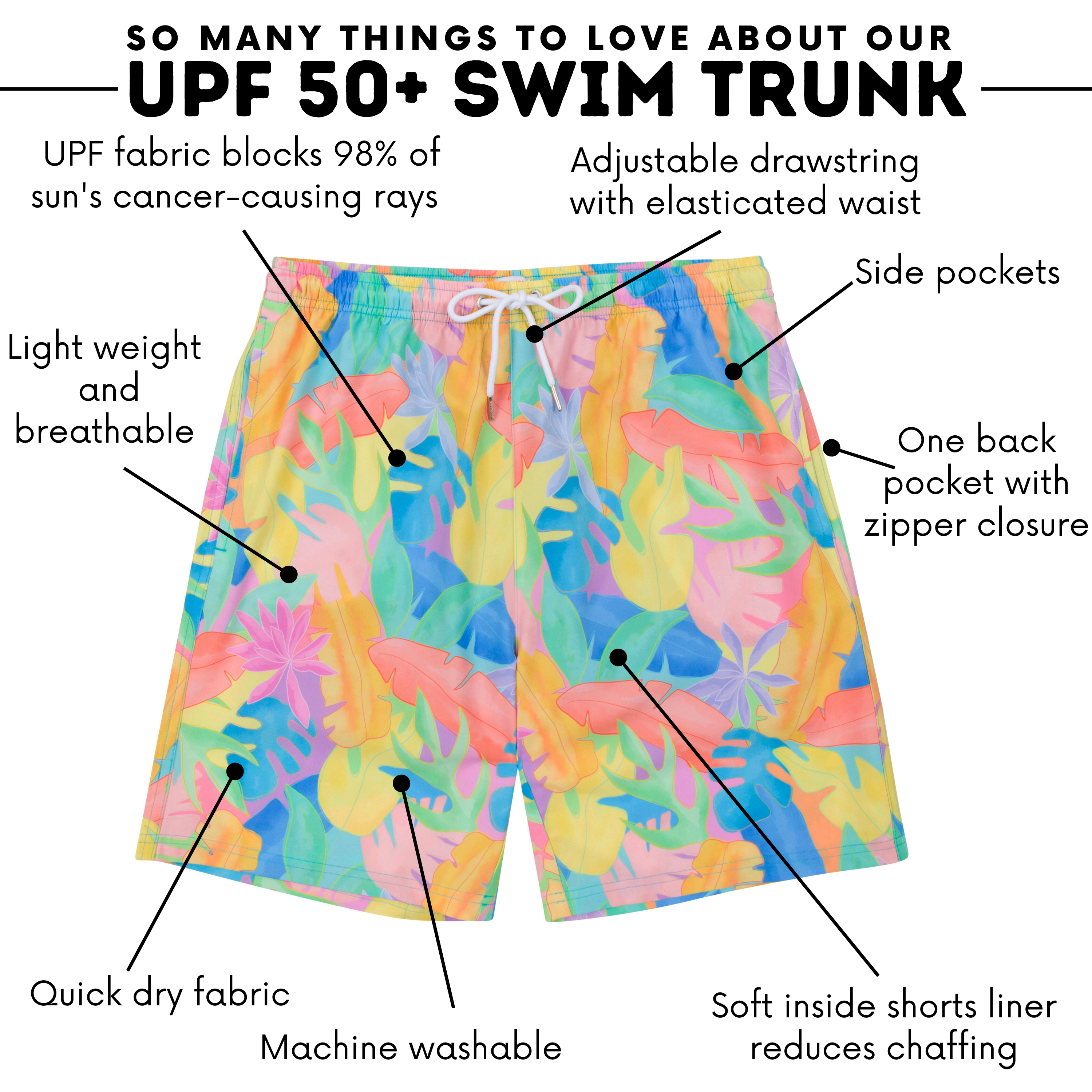 Men's 8" Swim Trunks Boxer Brief Liner | "Vibrant Vacay"-SwimZip UPF 50+ Sun Protective Swimwear & UV Zipper Rash Guards-pos4